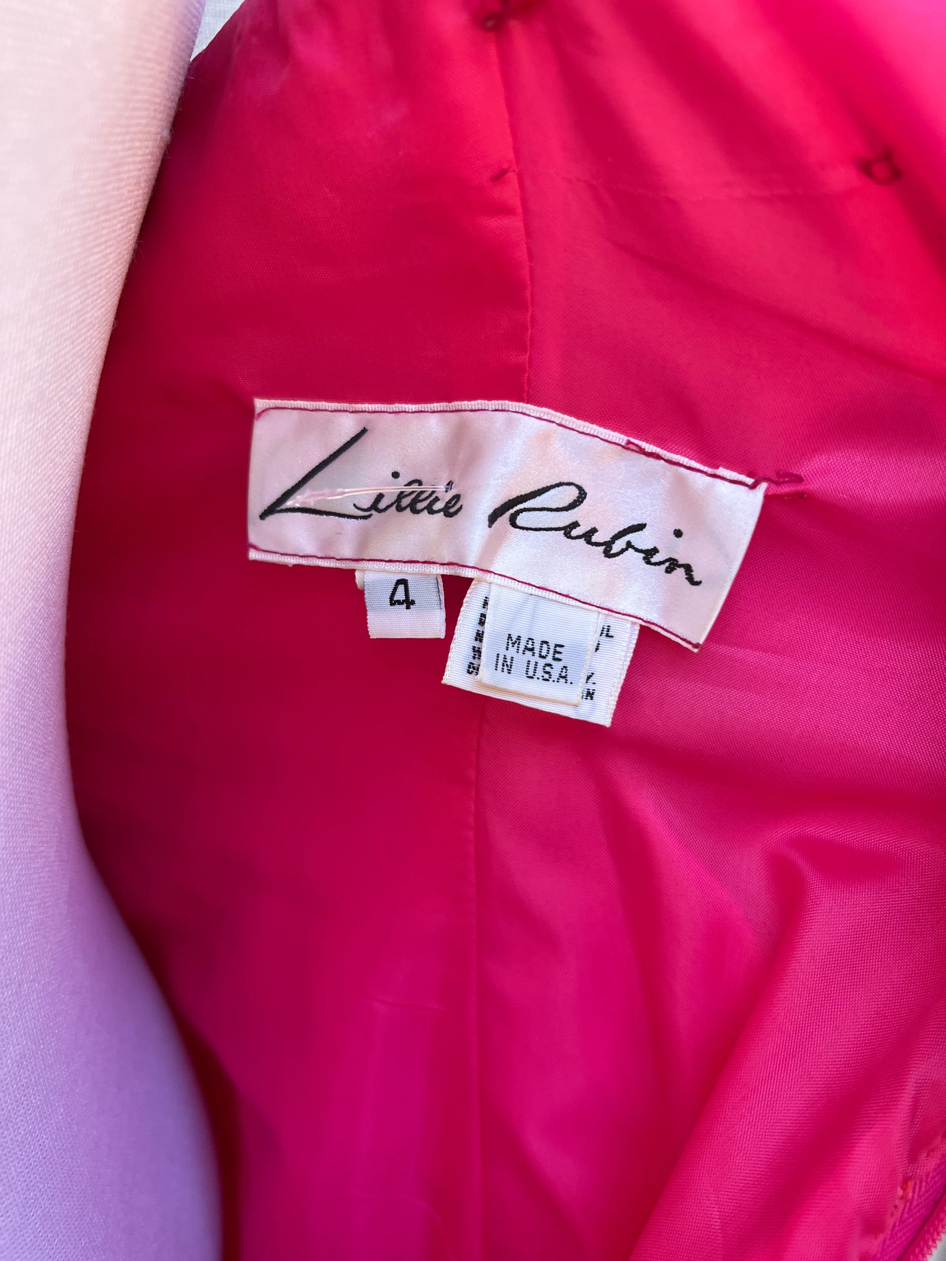 90s Hot Pink Gown Plisse Pleats Spaghetti Strap By Lillie Rubin - Image 5