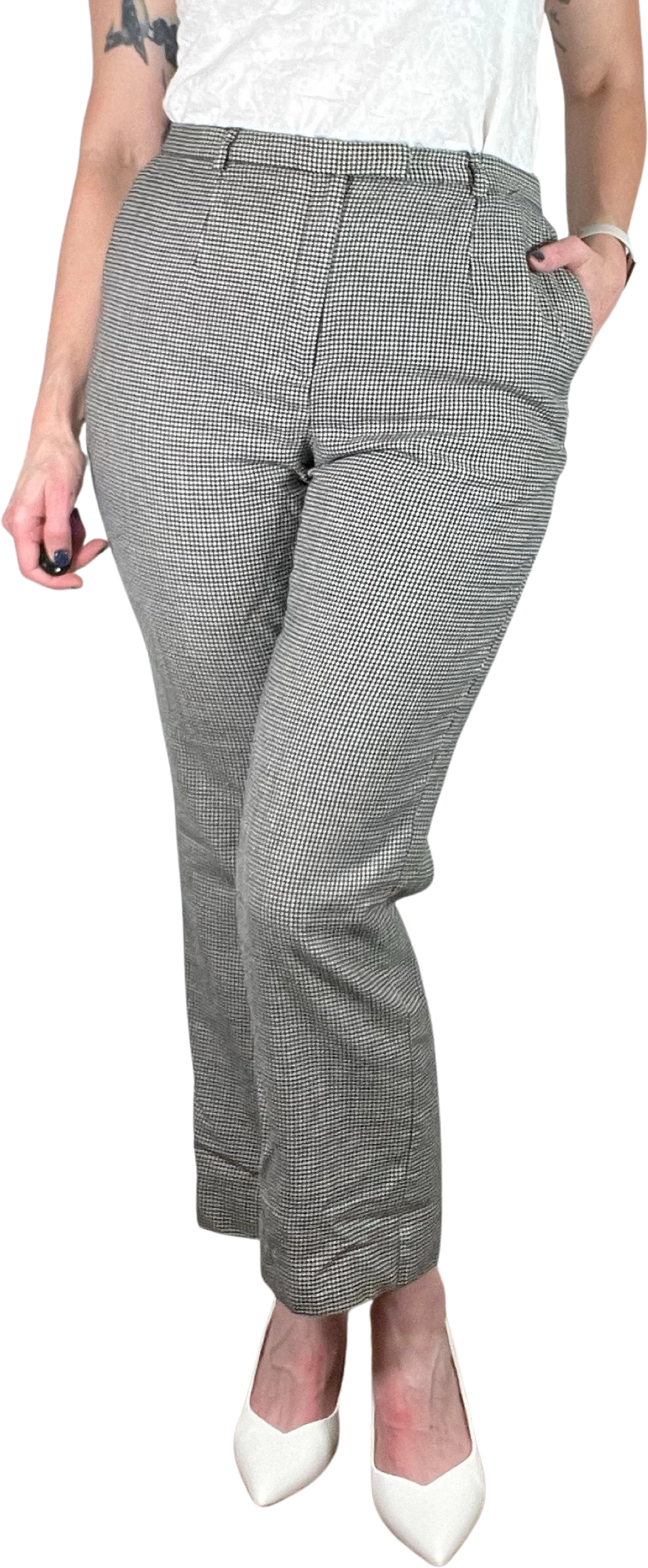 90s Houndstooth High Waist Wool Trousers By Pendleton