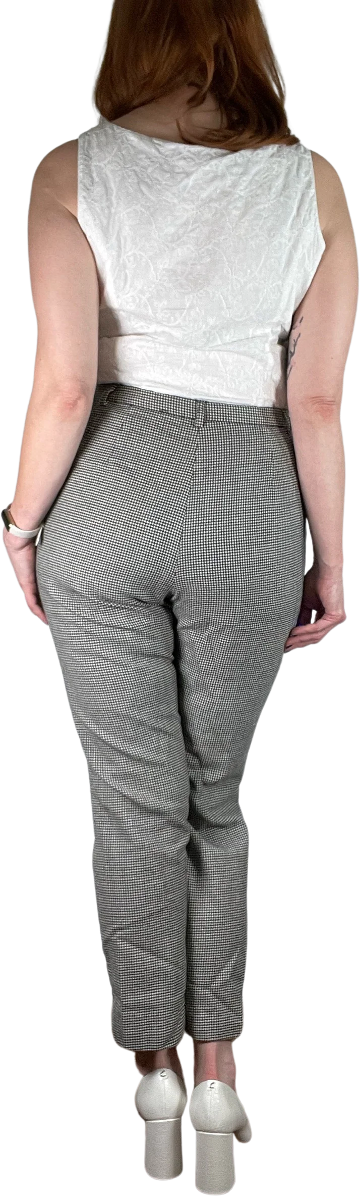 90s Houndstooth High Waist Wool Trousers By Pendleton - Image 2