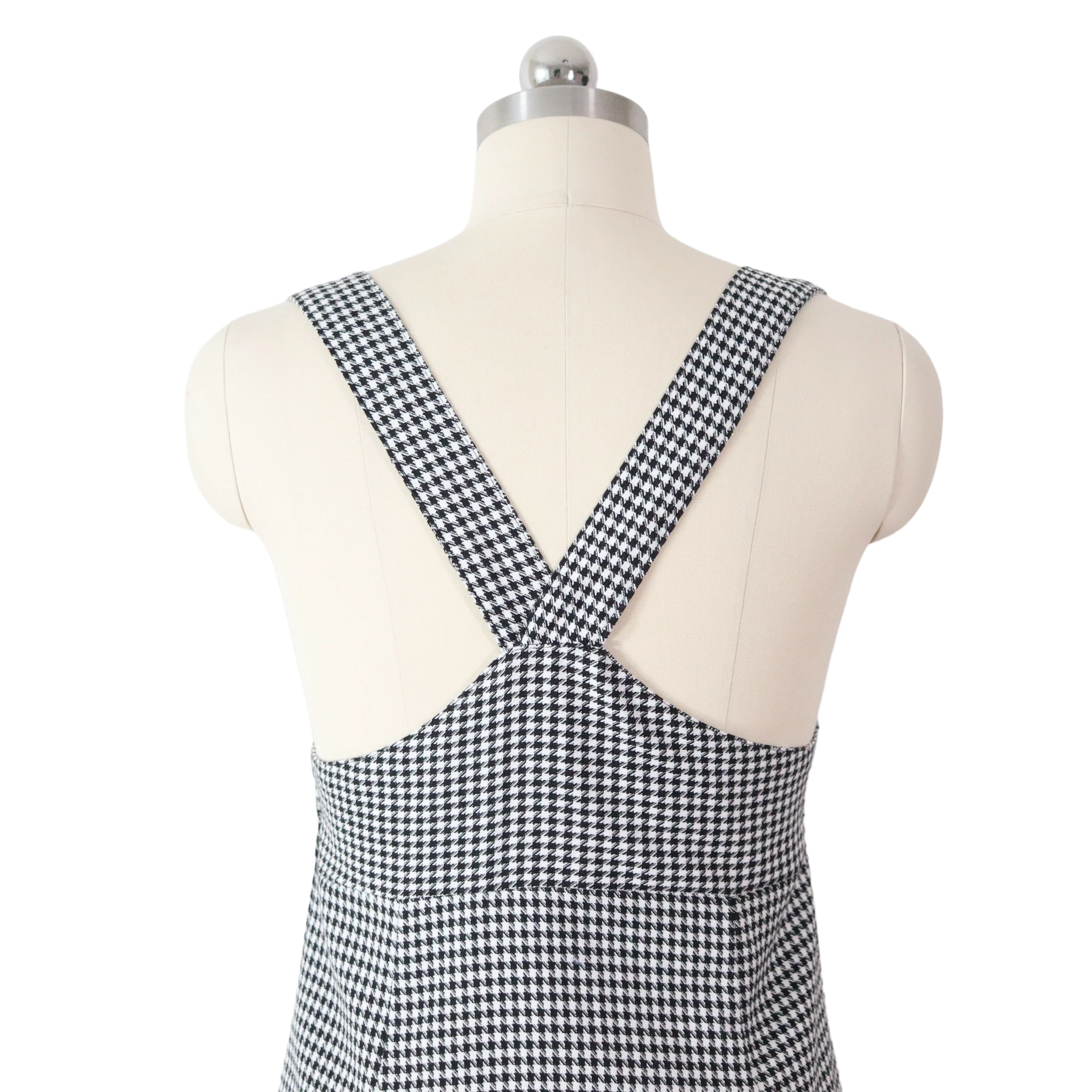 90s Houndstooth Print Button Up Skater Mini Dress By Ultrapink - Image 5