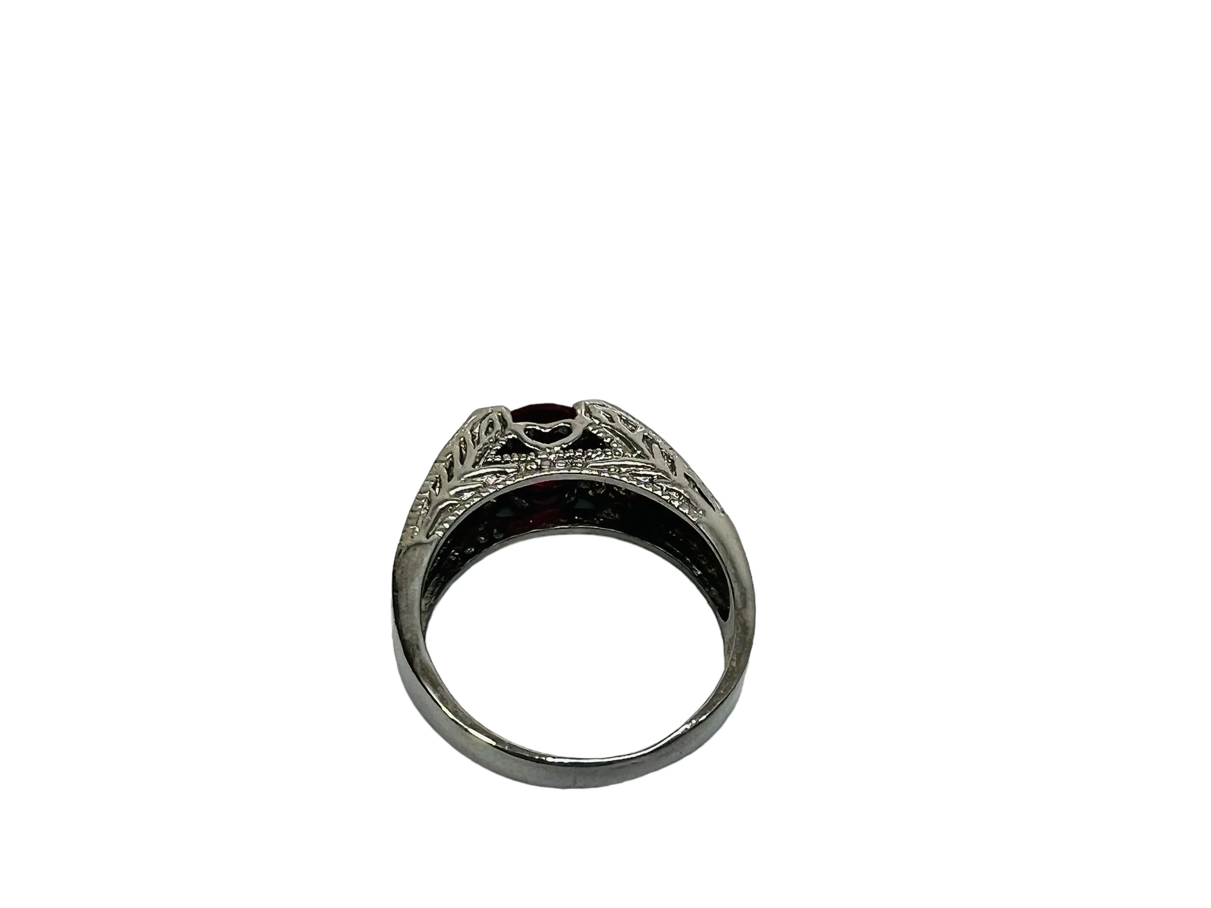 90s Ibb Sterling Silver Ring Edwardian Sytle Red Cz By Ibb - Image 10