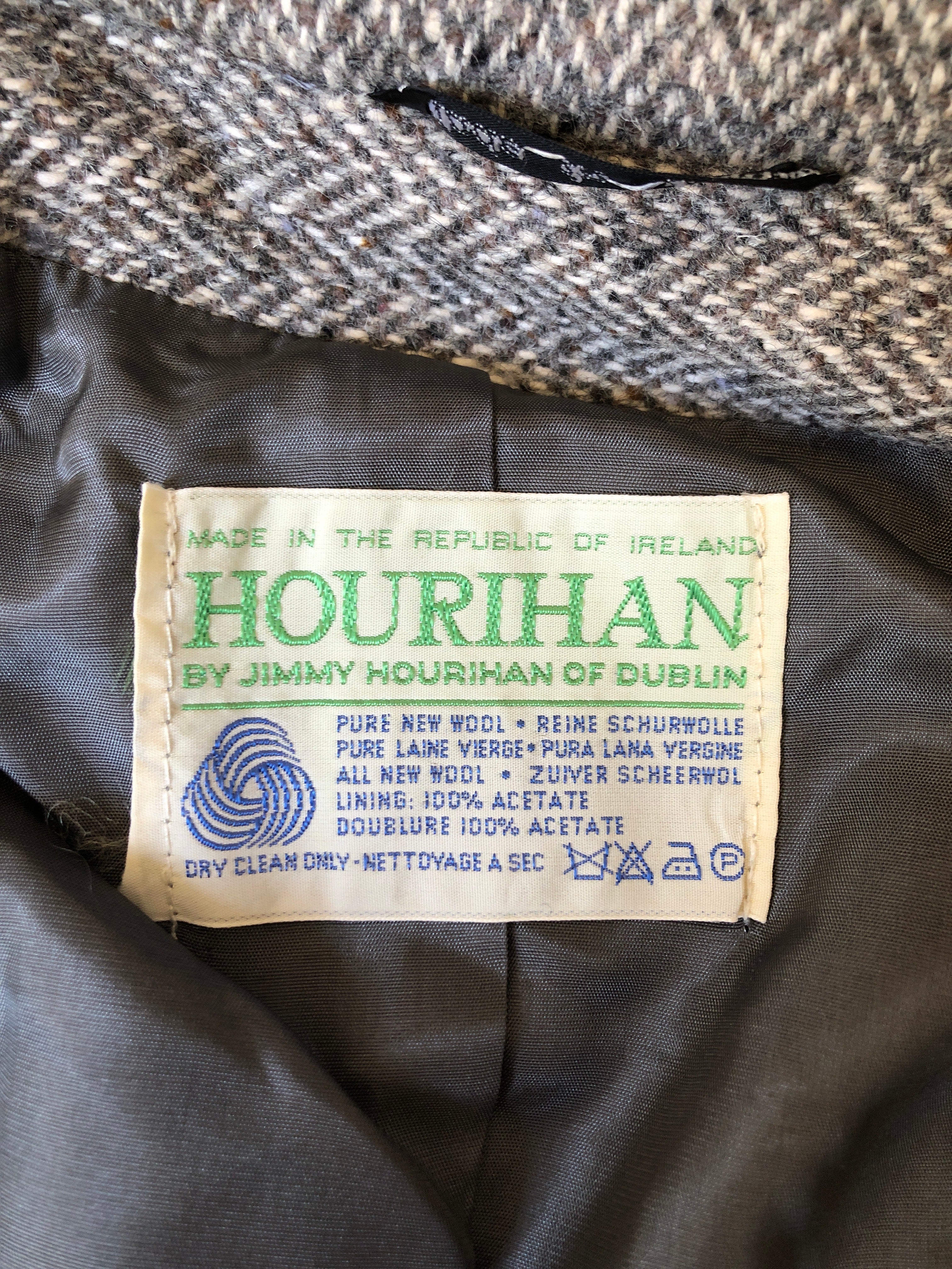 90s Irish Donegal Tweed Herringbone Wool Bomber Jacket By Jimmy Hourihan of Dublin - Image 7