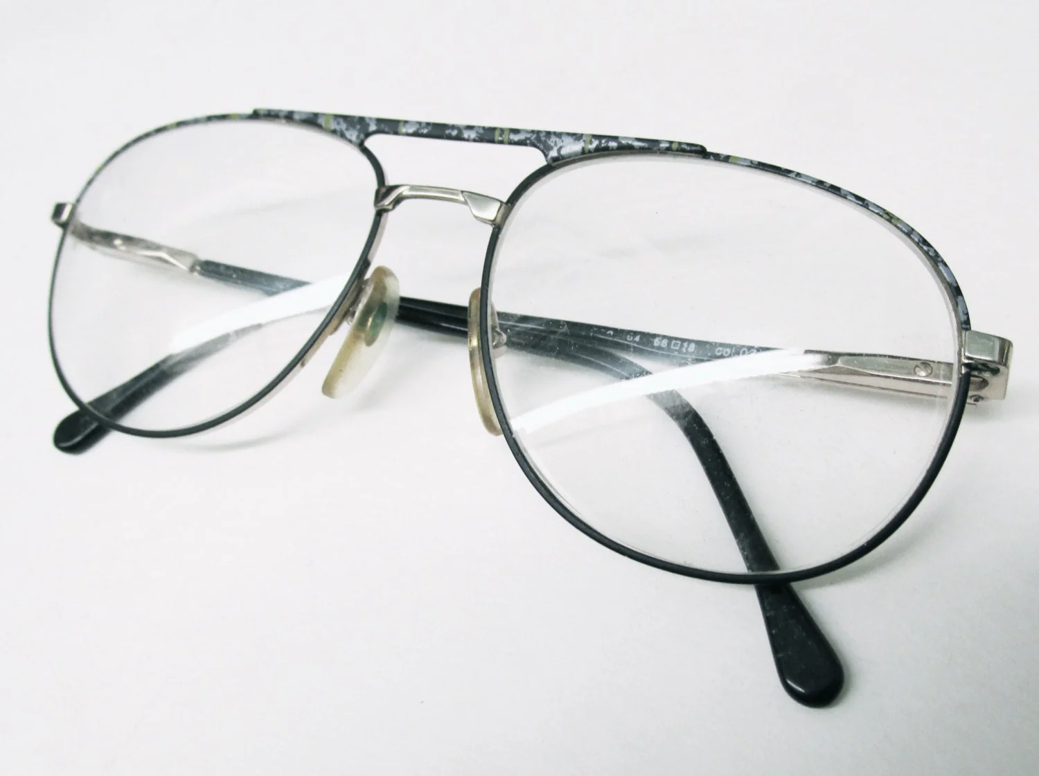 90s Italian Aviator Frames with Gray and Green Flecks and Spring Arm Hinge - Image 2