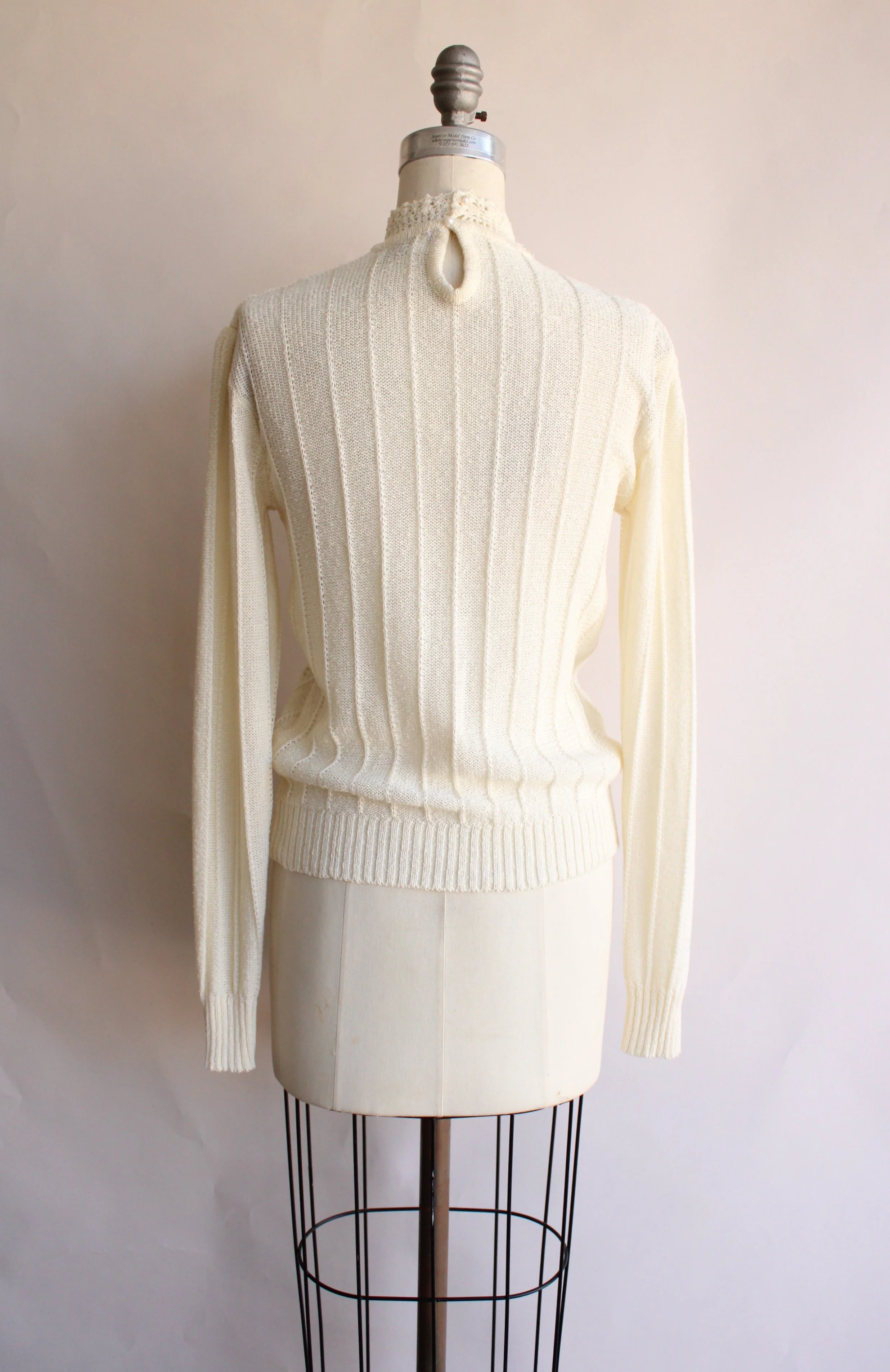 90s Ivory Mockneck Sweater With Keyhle Neckline By Mariea Kim - Image 11