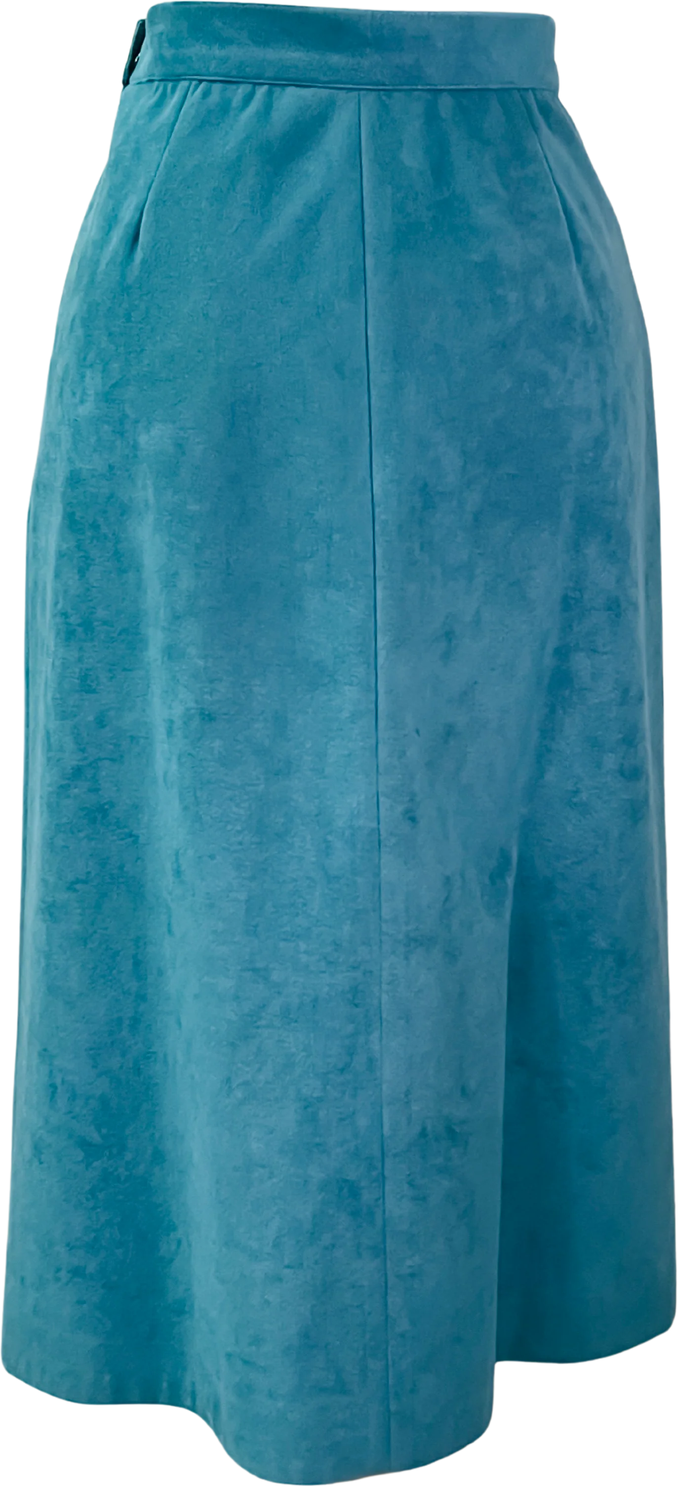 90s Jade Green Faux Suede A-line Knee Length Skirt - Image 2