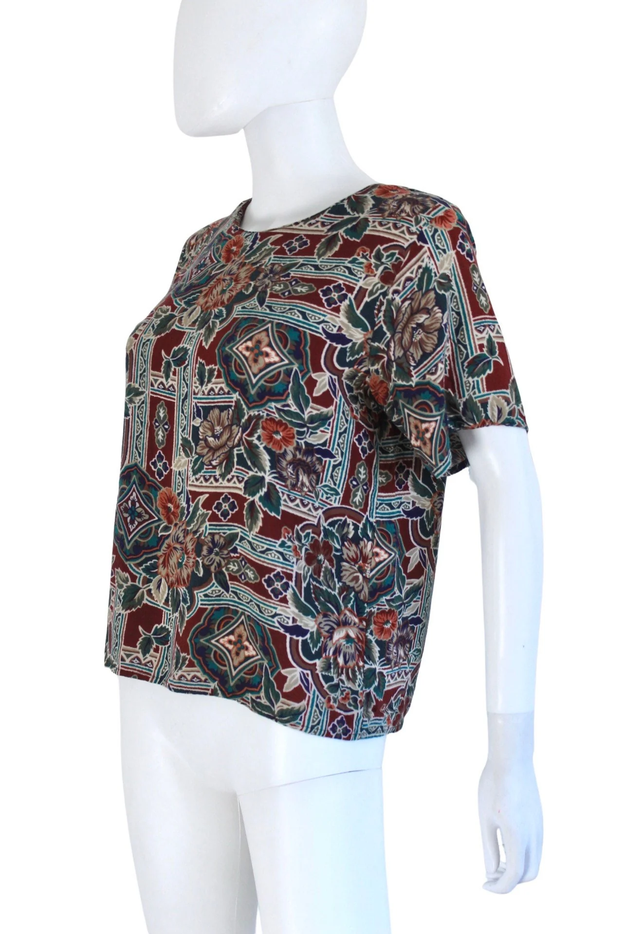90s Jewel Tone Floral Print Blouse Size Small by Briggs - Image 5