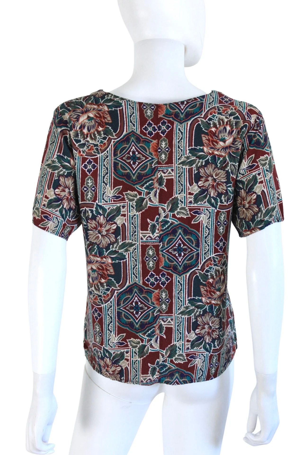 90s Jewel Tone Floral Print Blouse Size Small by Briggs - Image 9