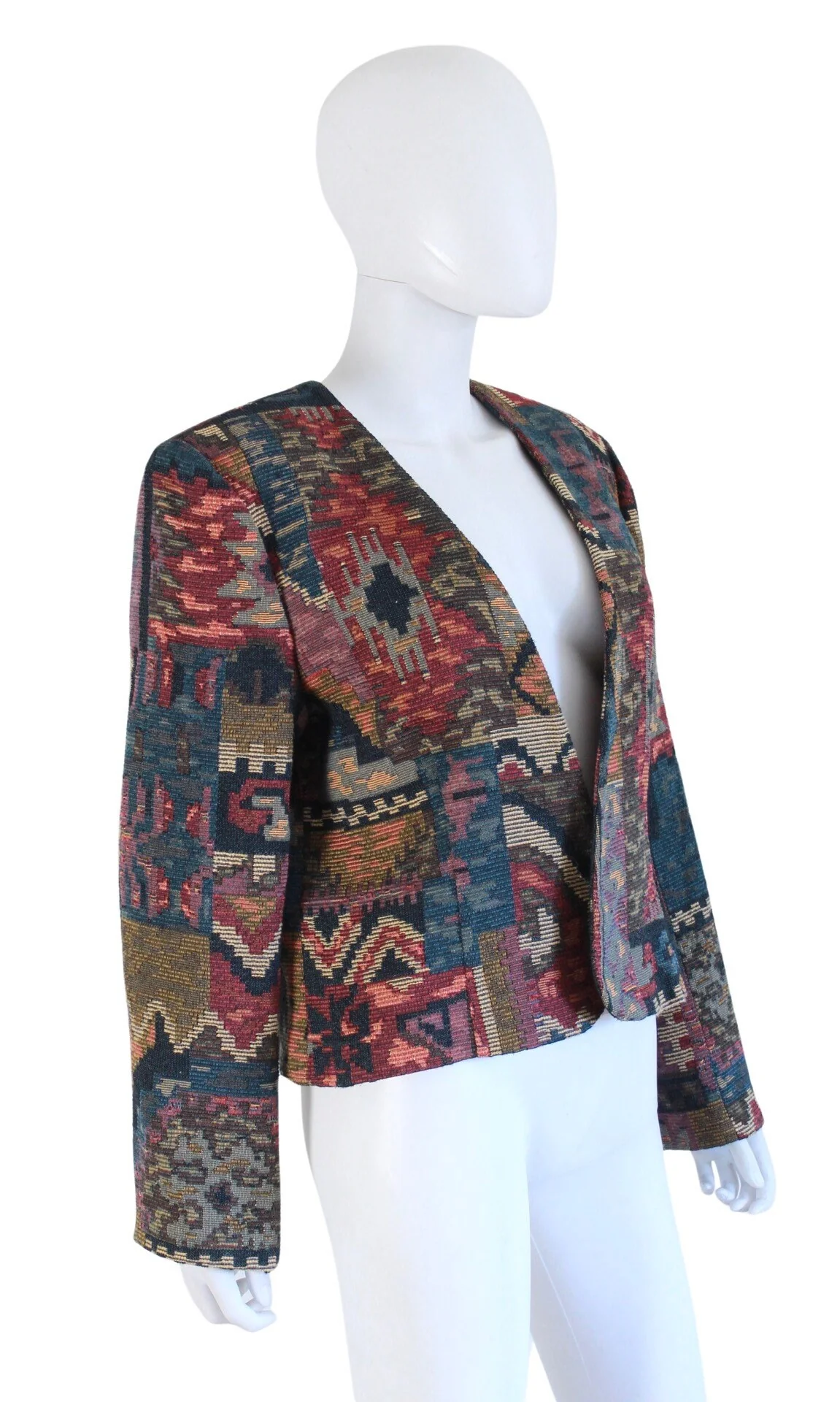 90s Jewel Tone Southwest Tapestry Crop Jacket by Deborah Murray - Image 6