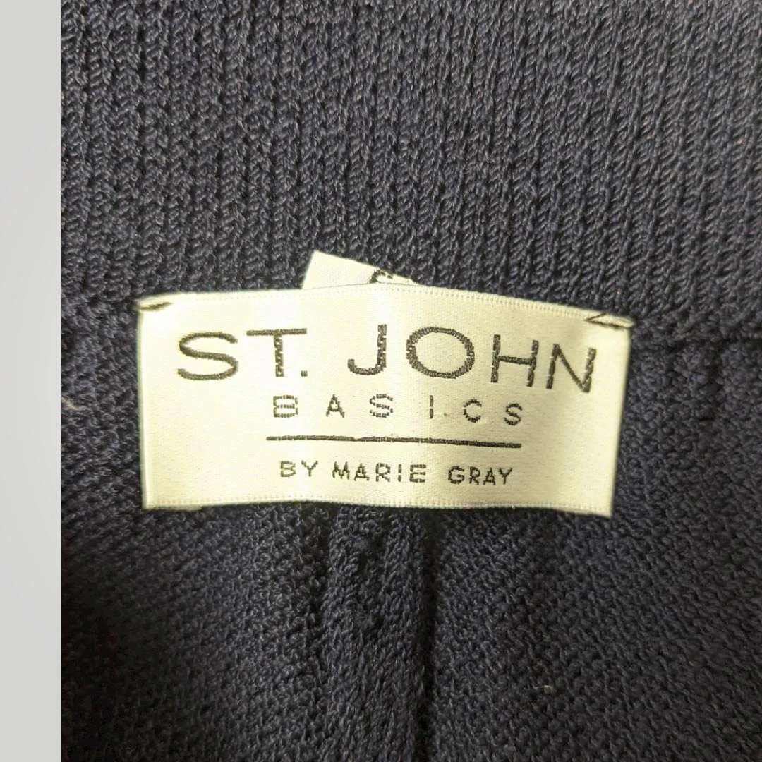 90s Knit Cardigan With Pants Navy Blue Crest Buttons By St. John Marie Gray - Image 7