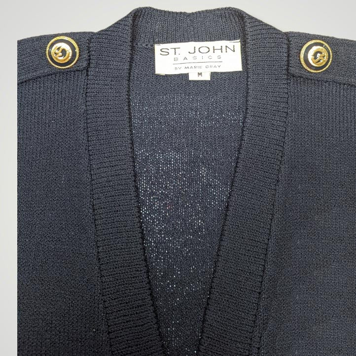 90s Knit Cardigan With Pants Navy Blue Crest Buttons By St. John Marie Gray - Image 8