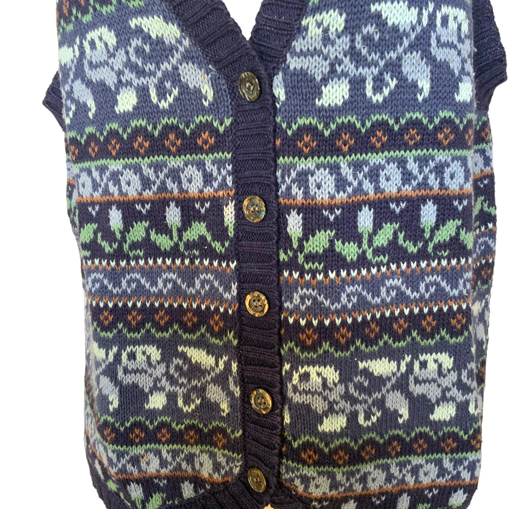 90s Knit Floral Blue Waistcoat Sweater Vest By Erika Classics Clothing Co. - Image 6