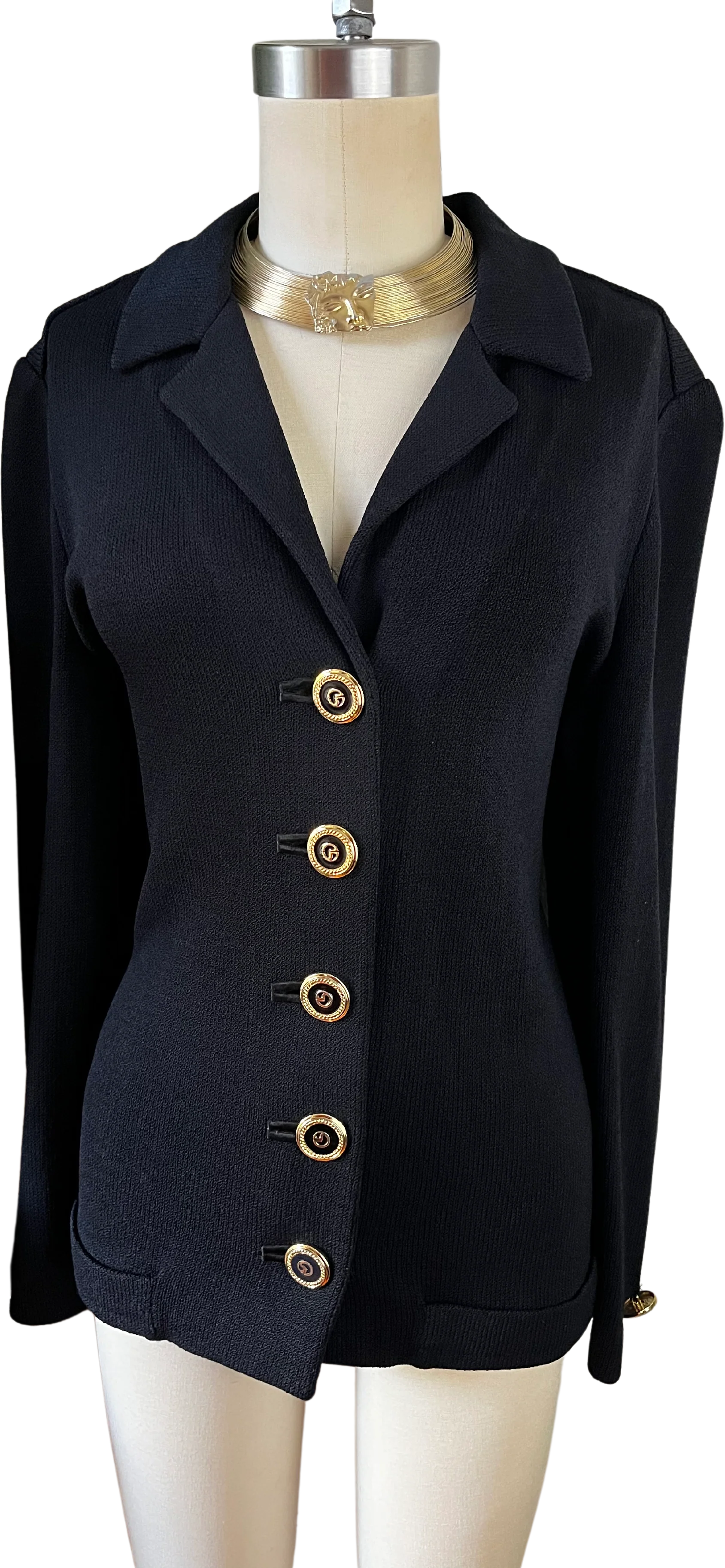 90s Knit Long Sleeve Nautical Preppy Cardigan By St. John Collection by Marie Gray