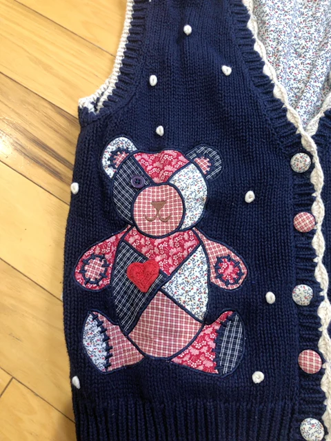 90s Knitted Vest With Appliqué Bears By Bellepointe - Image 5
