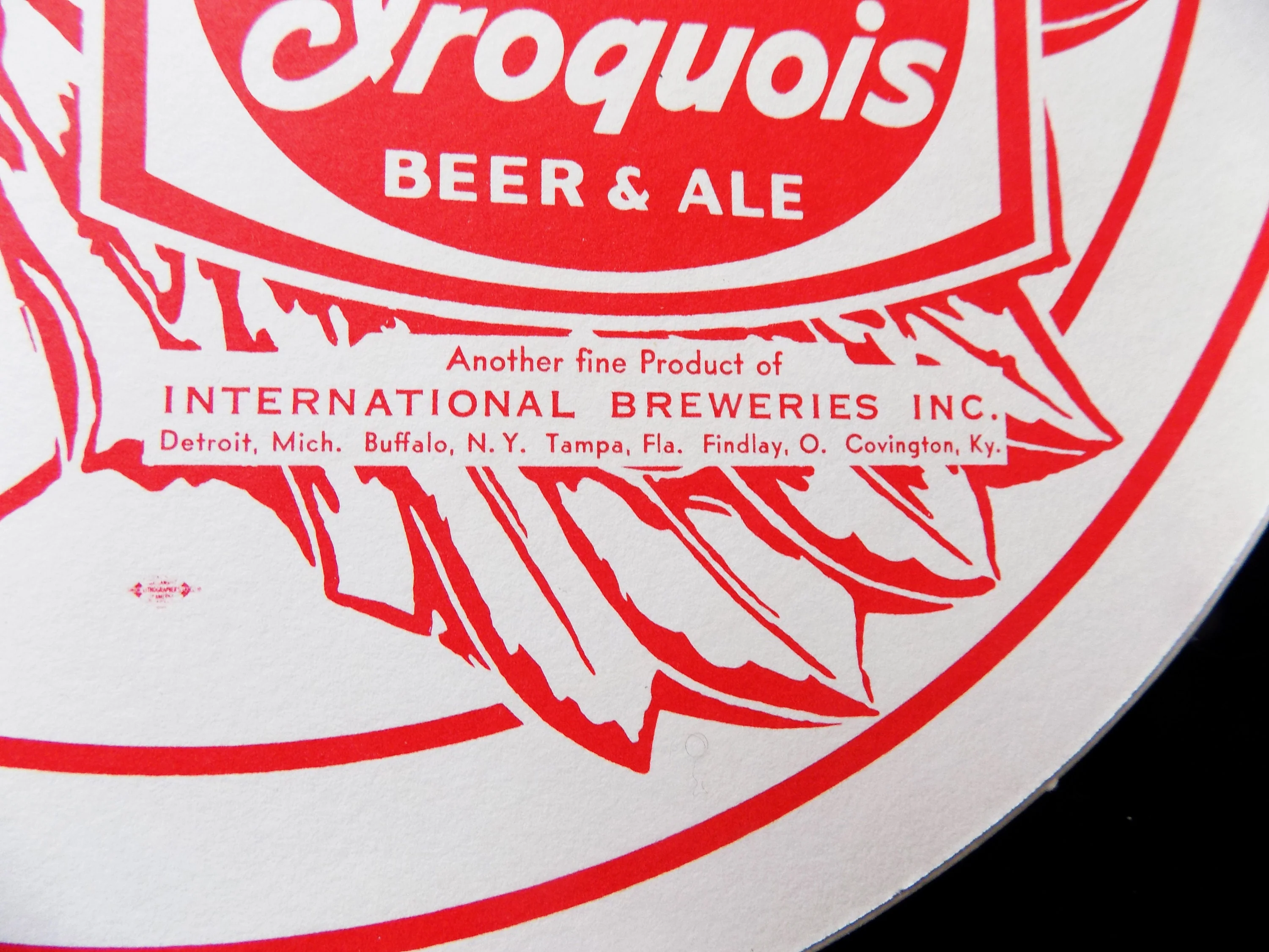 90s Large Iroquois Beer Bar Coasters Decor 11. 5 Inches Across Detroit Buffalo Michigan Tampa Bar Den - Image 2