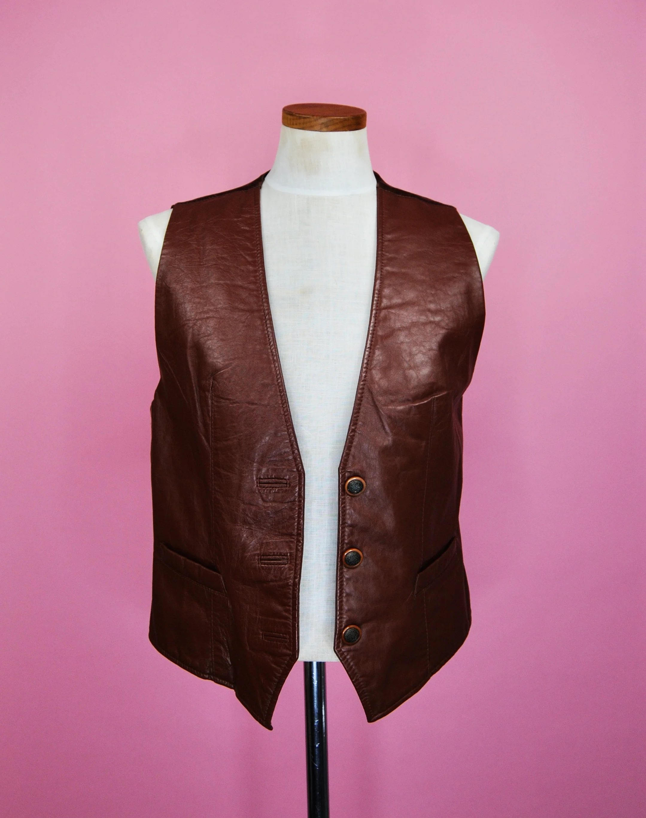 90s Leather And Satin Vest By Rafaella - Image 5