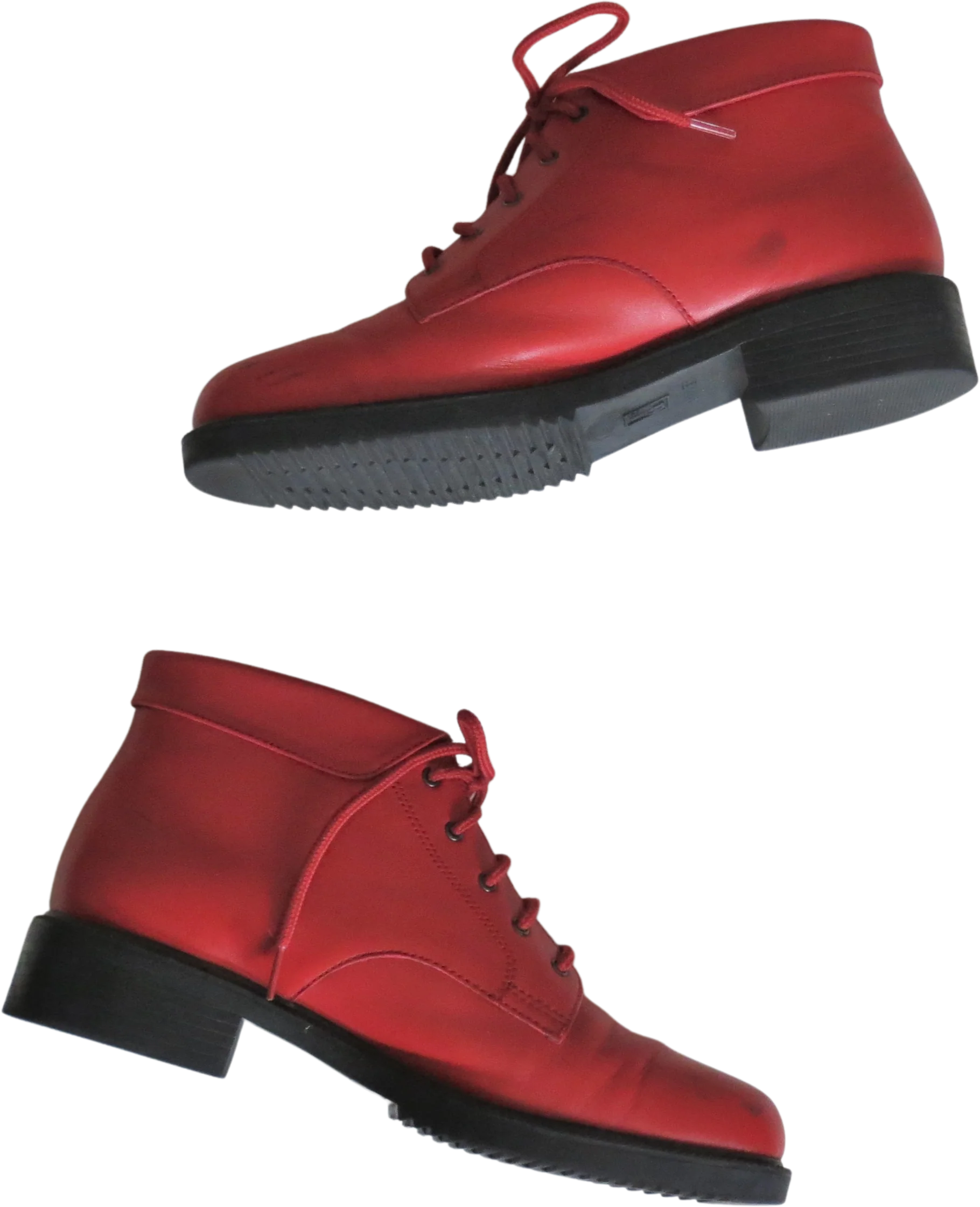 90s Red Leather Cabincore Ankle Boots Booties By Danexx - Image 2