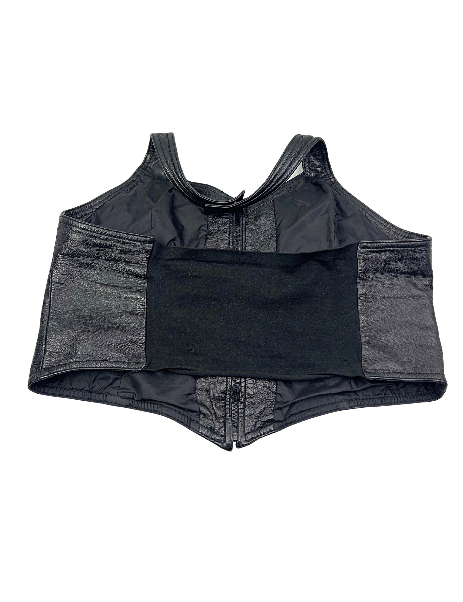 90s Leather Biker Zip Up Halter Corset Vest By Wilsons Leather - Image 4