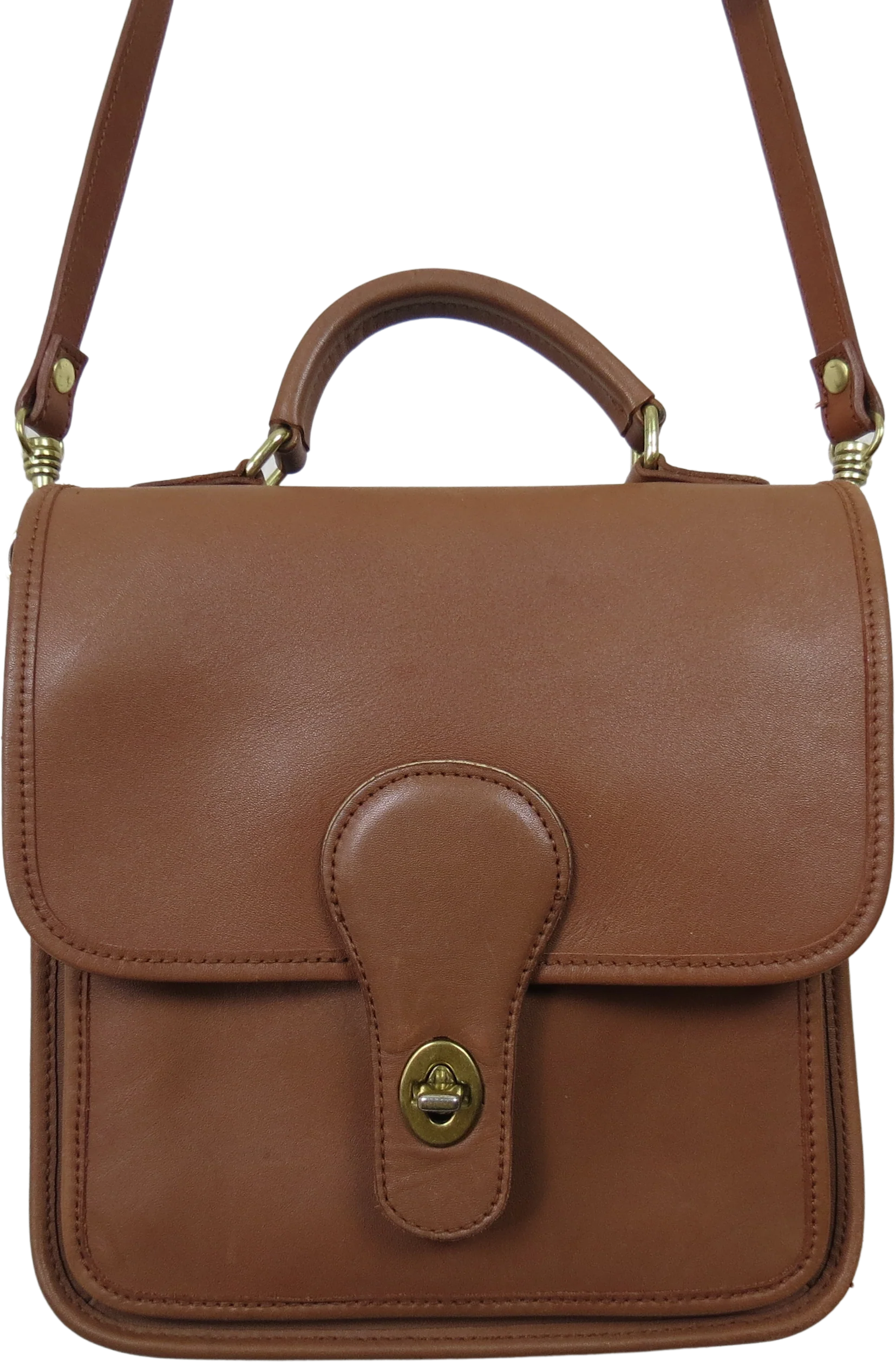 90s Leather Crossbody Handbag Saddlebag Coach Style By Hunt Club - Image 2