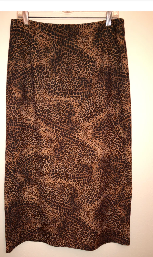 90s Leopard / Animal Print Maxi Pencil Skirt By Briggs - Image 8