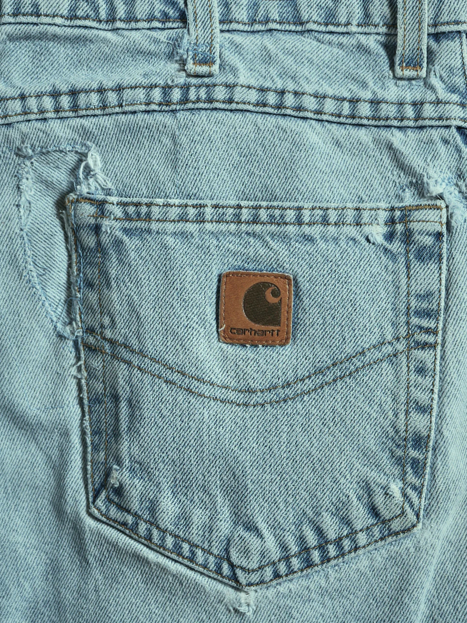 90s Light Wash Distressed Jeans - 38x32 By Carhartt - Image 4
