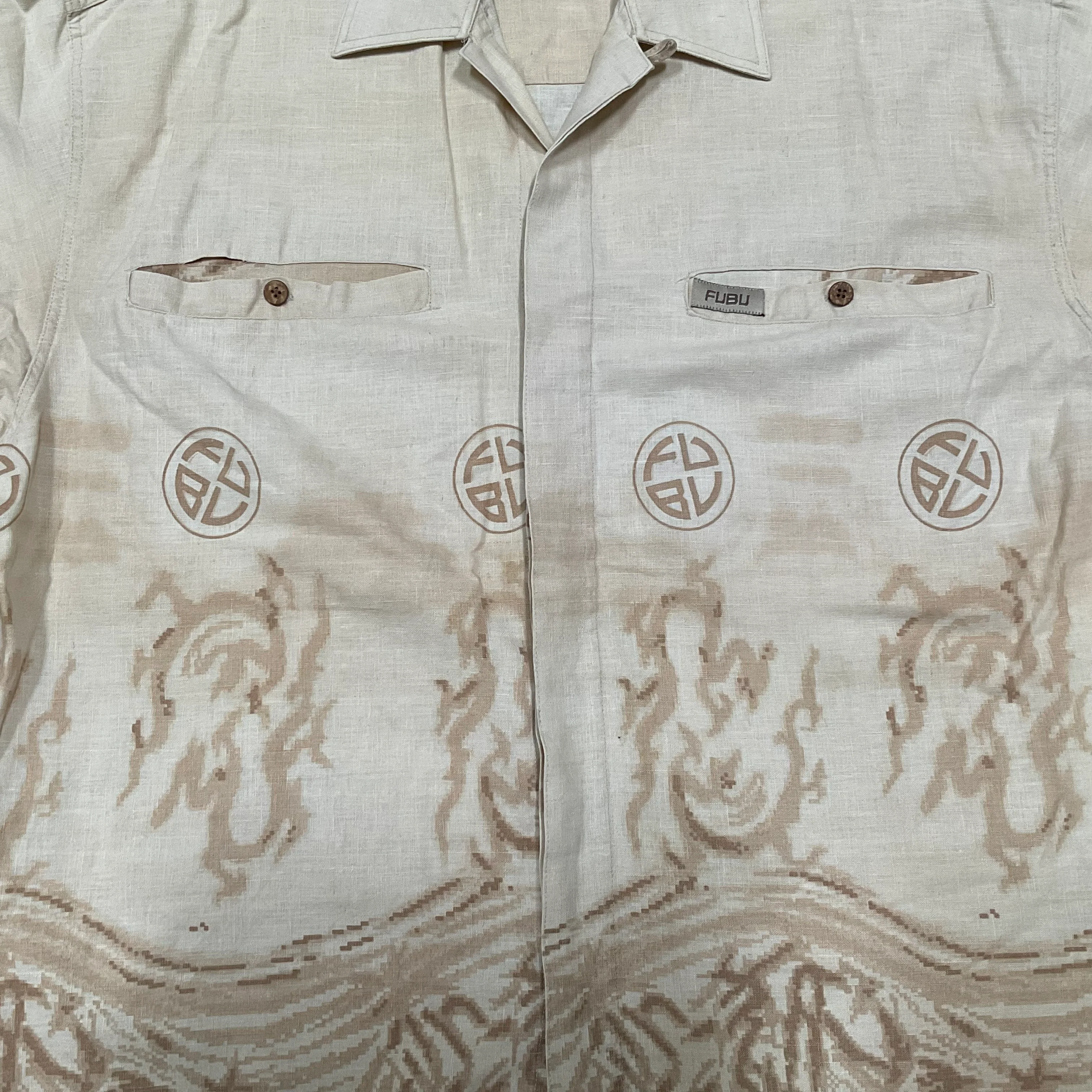 90s Logo Shirt Button Up Design by Fubu - Image 4
