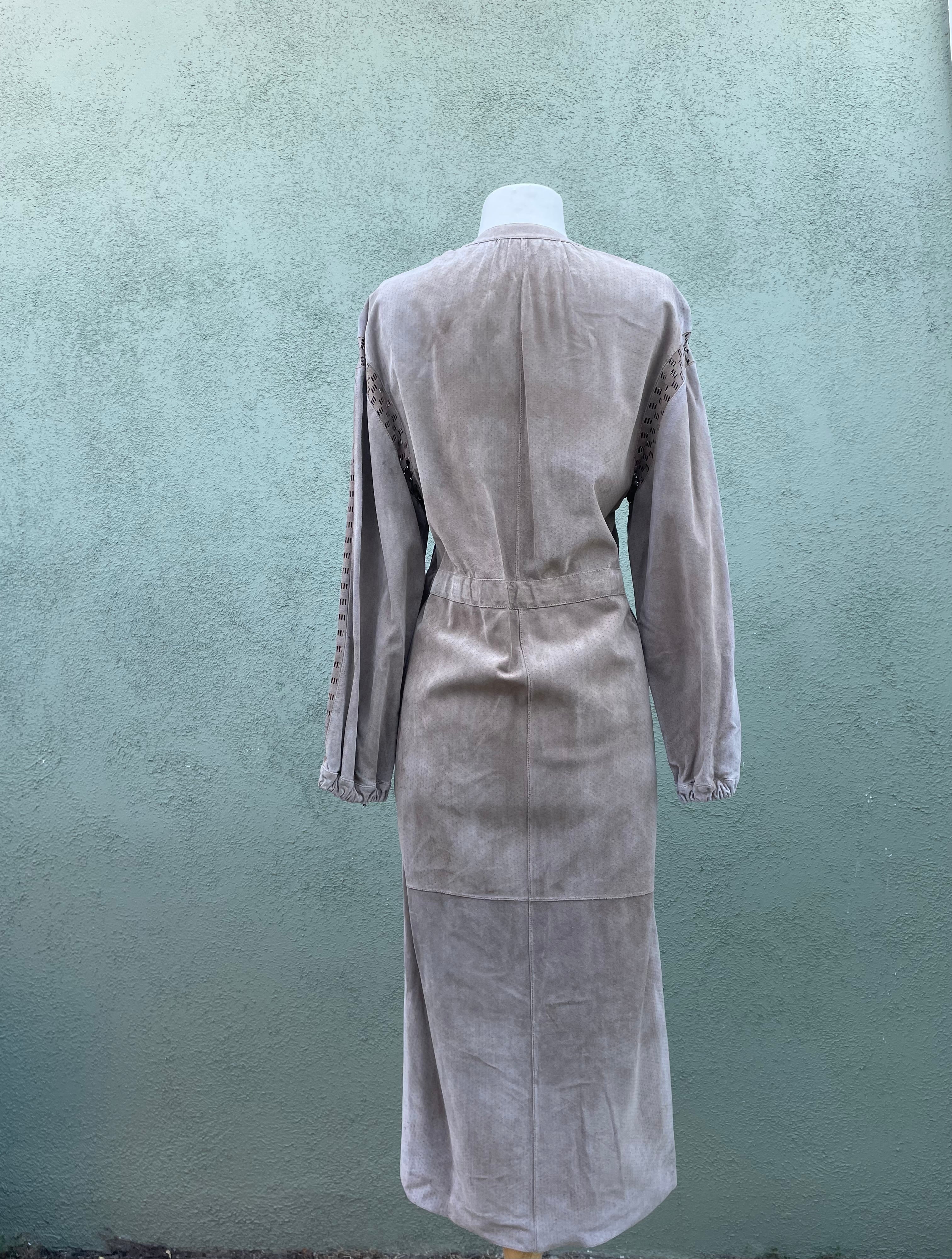 90s Long Sleeve Leather Dress And Jacket In Beige By Apropos - Image 8