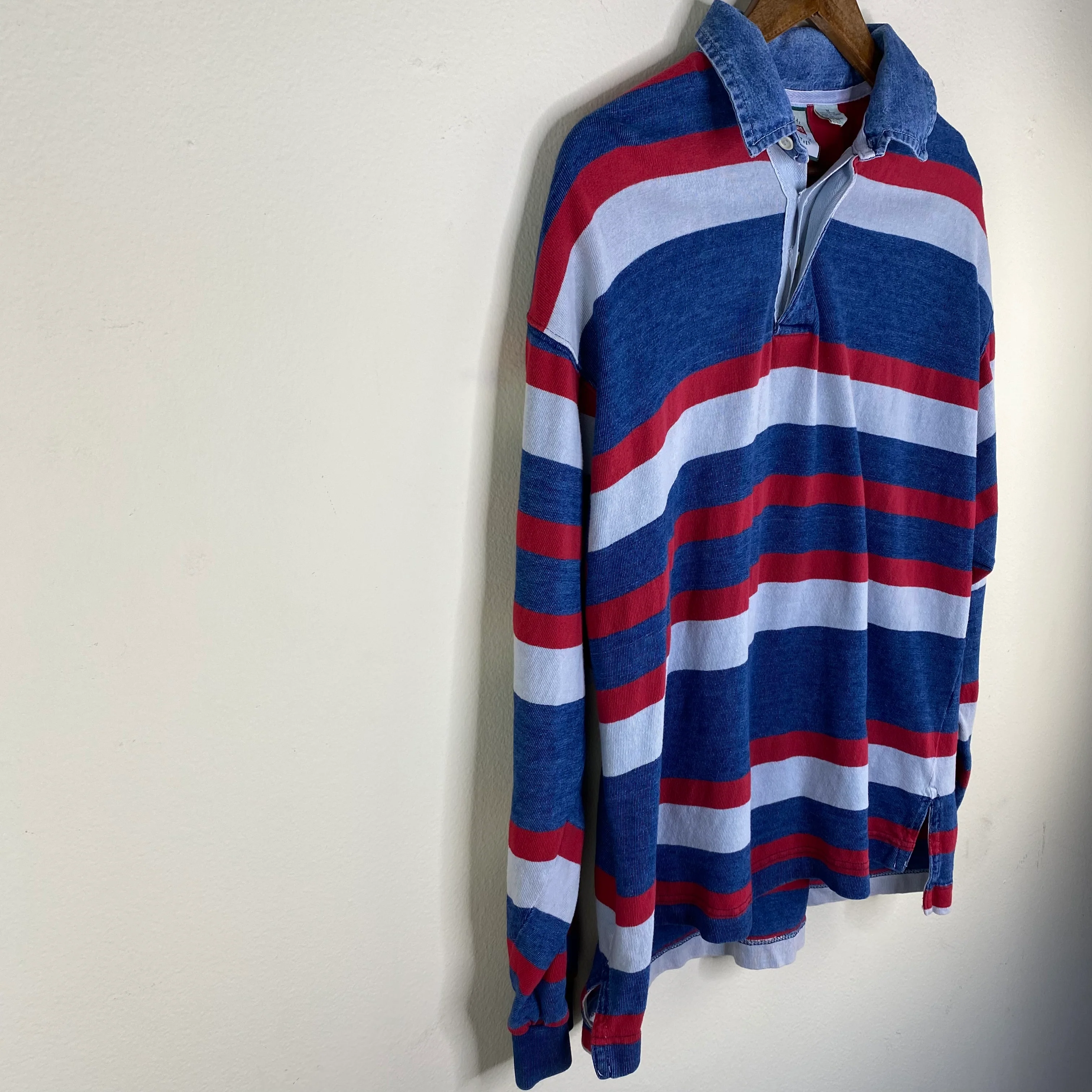 90s Long Sleeve Striped Levi's Polo Pullover Shirt By Levi's - Image 3