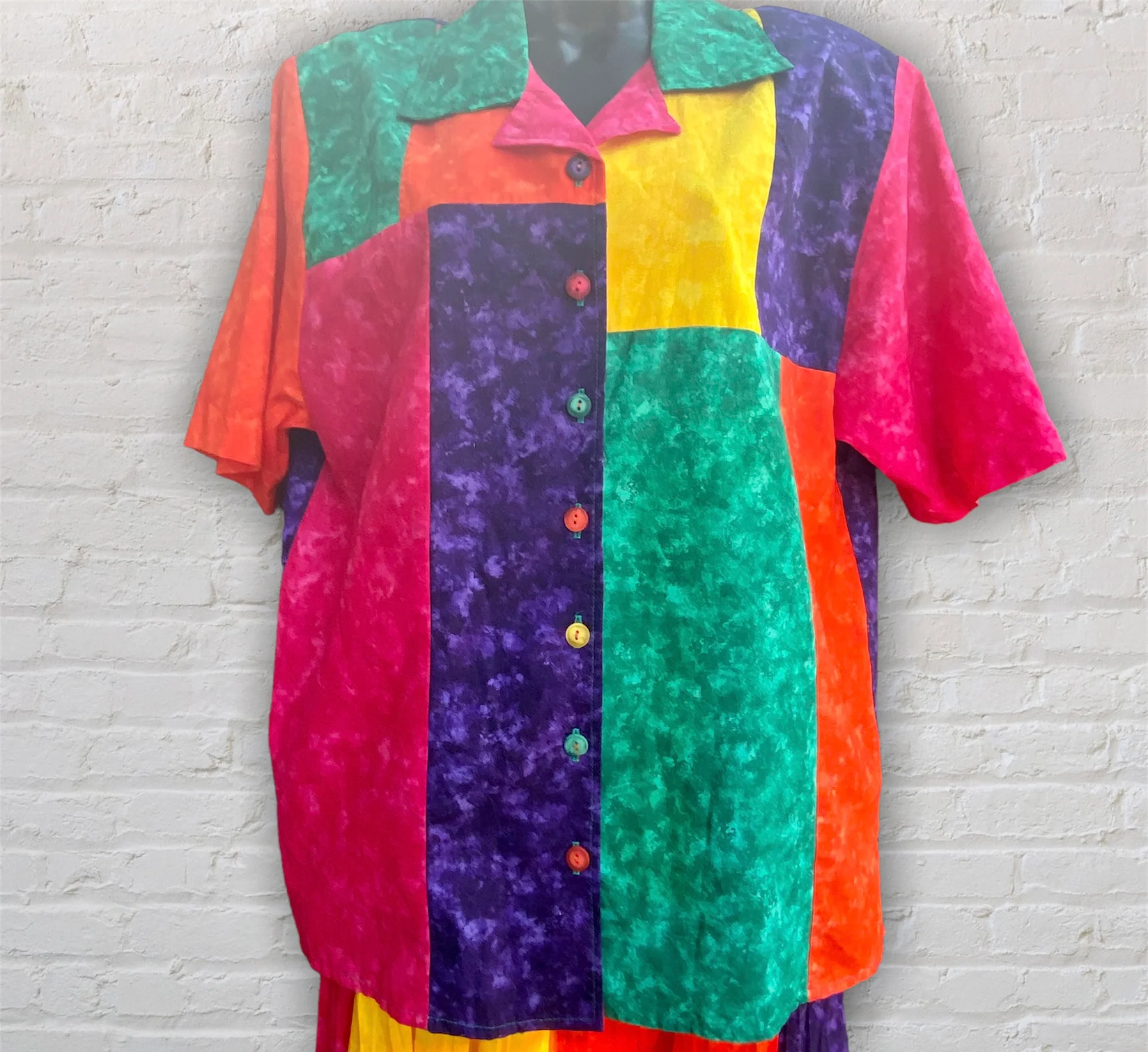 90s Lori Lundon 2pc Colorblock Skirt Set By Lori Lundon - Image 3
