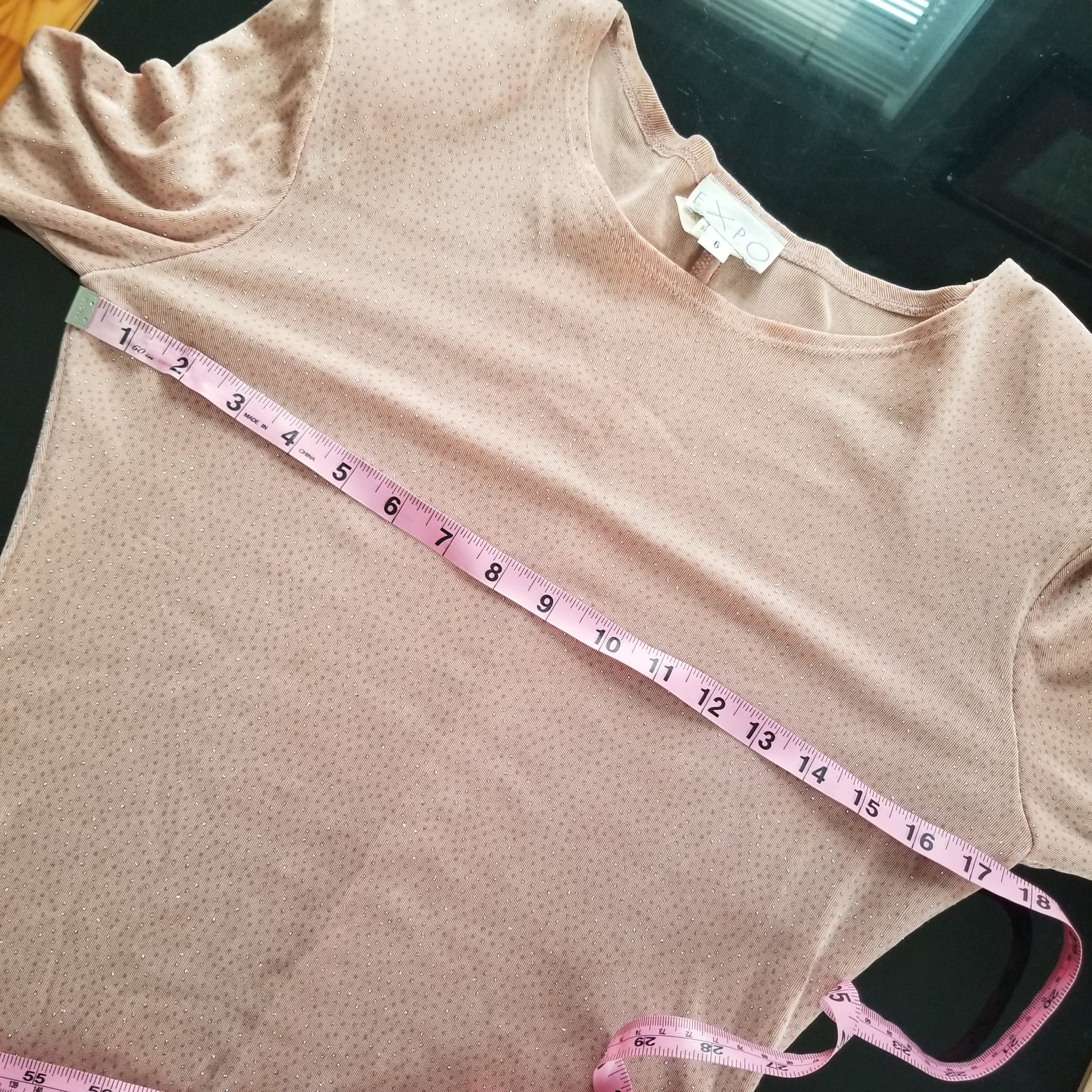 90s Lt. Pink W Gold Glitter Acetate Mini Dress L/s By Expo - Image 5