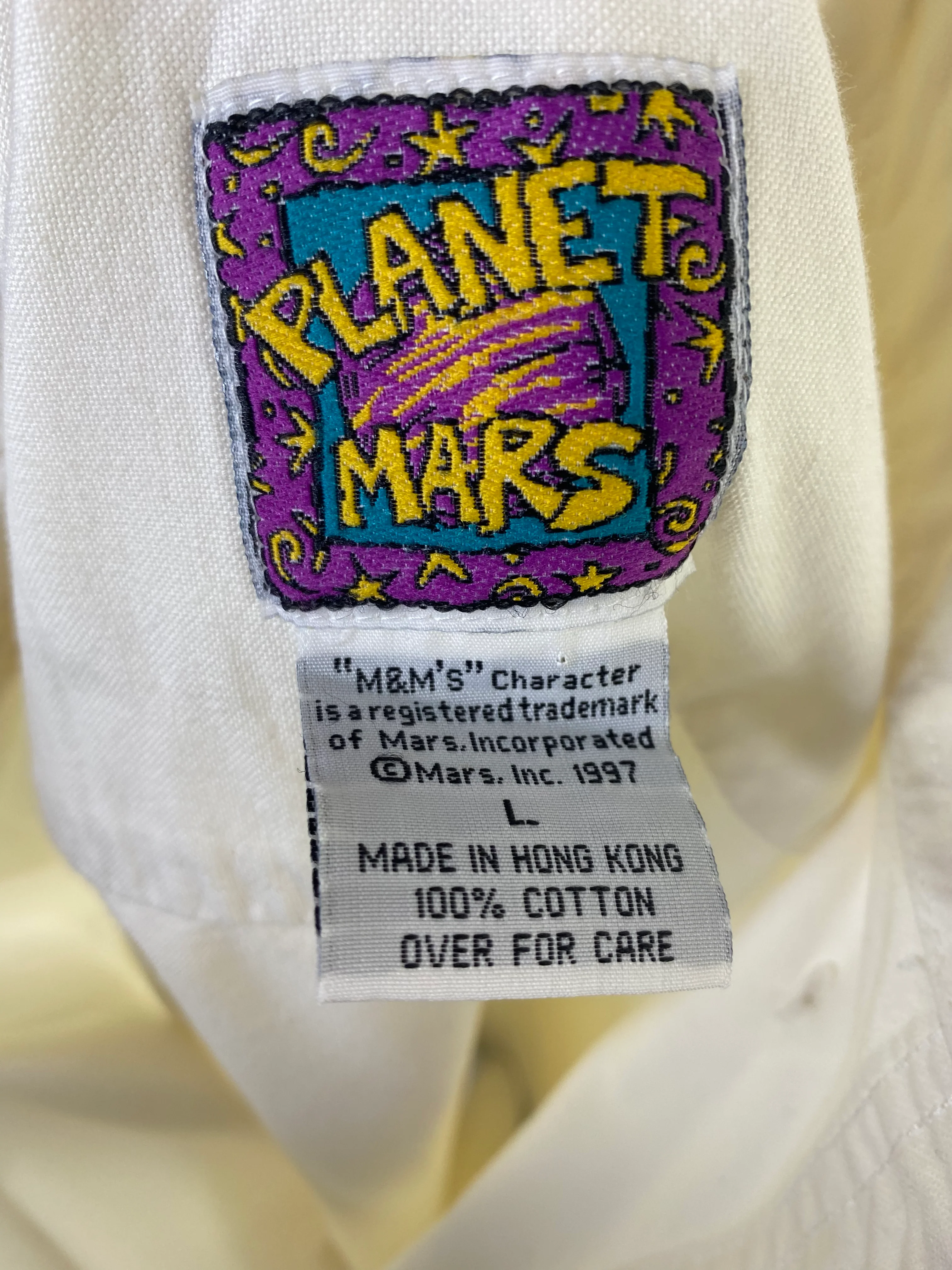 90s M&m's Embroidered Twill Cotton Button Front Shirt By Planet Mars - Image 3