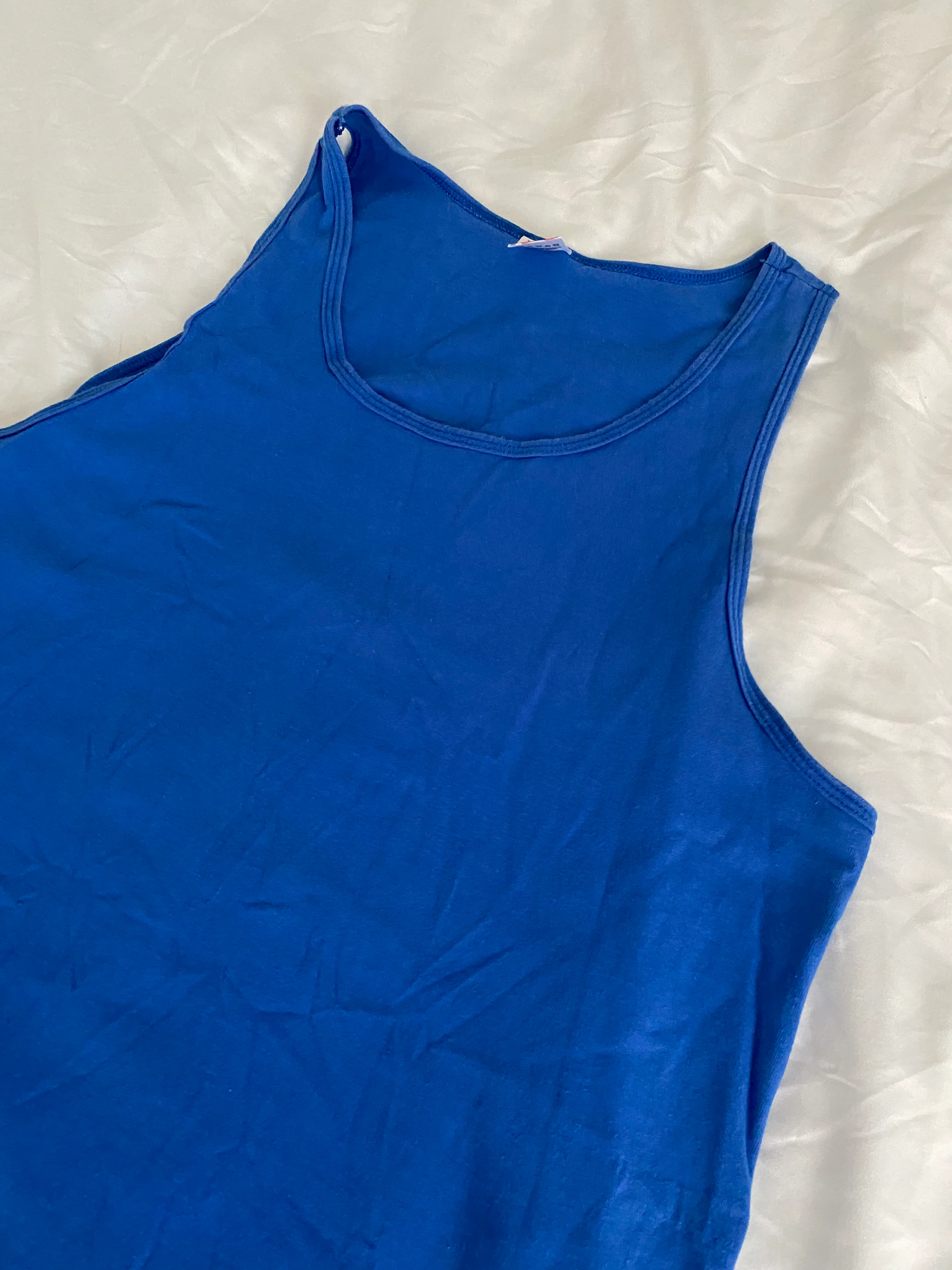 90s Mens Blank Blue Tank Top By Fruit of The Loom - Image 3