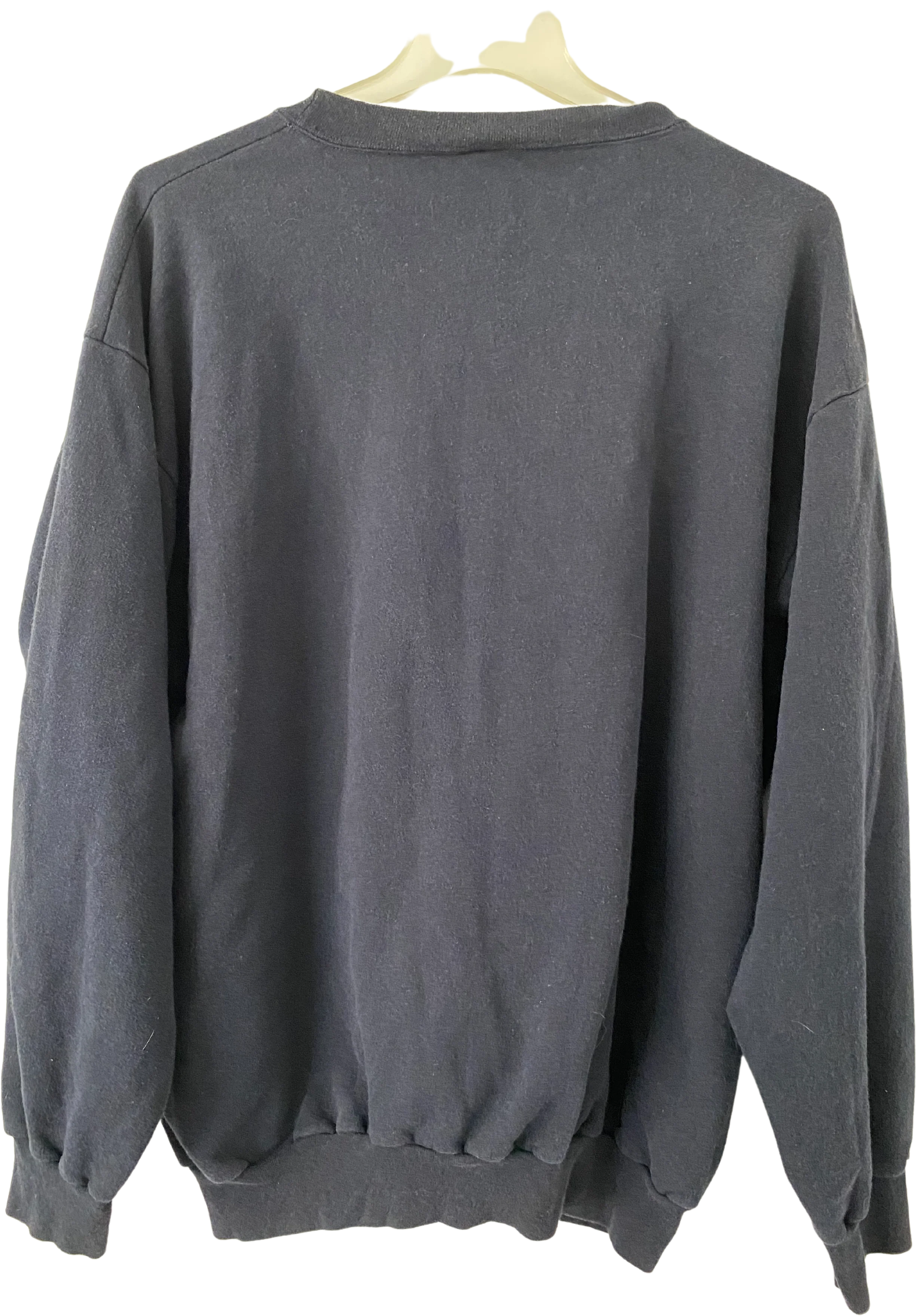 90s Mens Blank Navy Blue Crewneck Sweatshirt By Hilltop Sportswear - Image 2