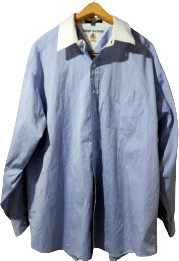 90s Mens Solid Collared Oxford Dress Shirt By Tommy Hilfiger