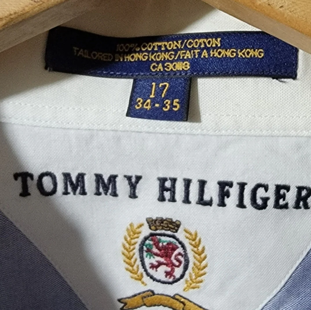 90s Mens Solid Collared Oxford Dress Shirt By Tommy Hilfiger - Image 2