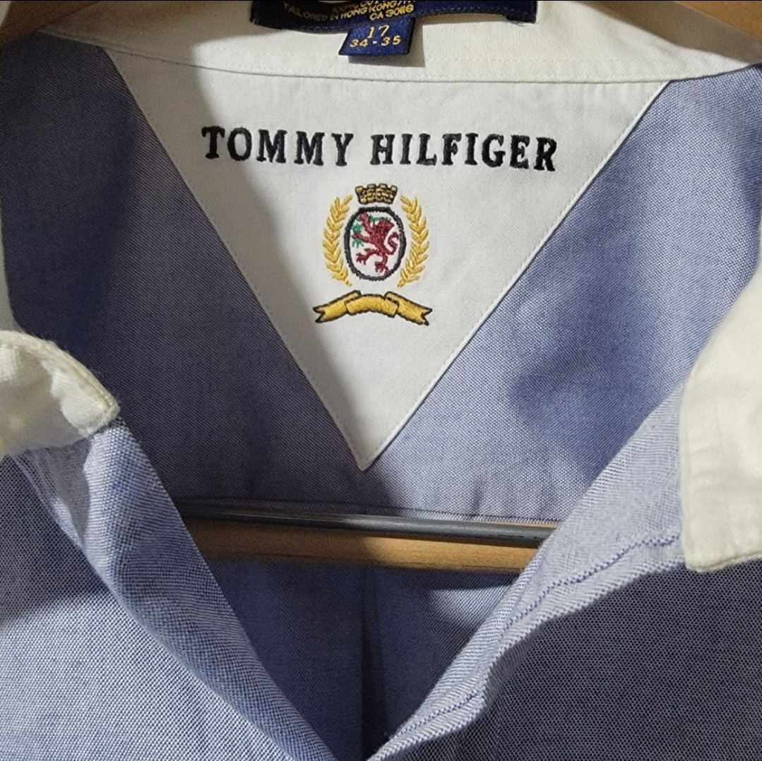 90s Mens Solid Collared Oxford Dress Shirt By Tommy Hilfiger - Image 3