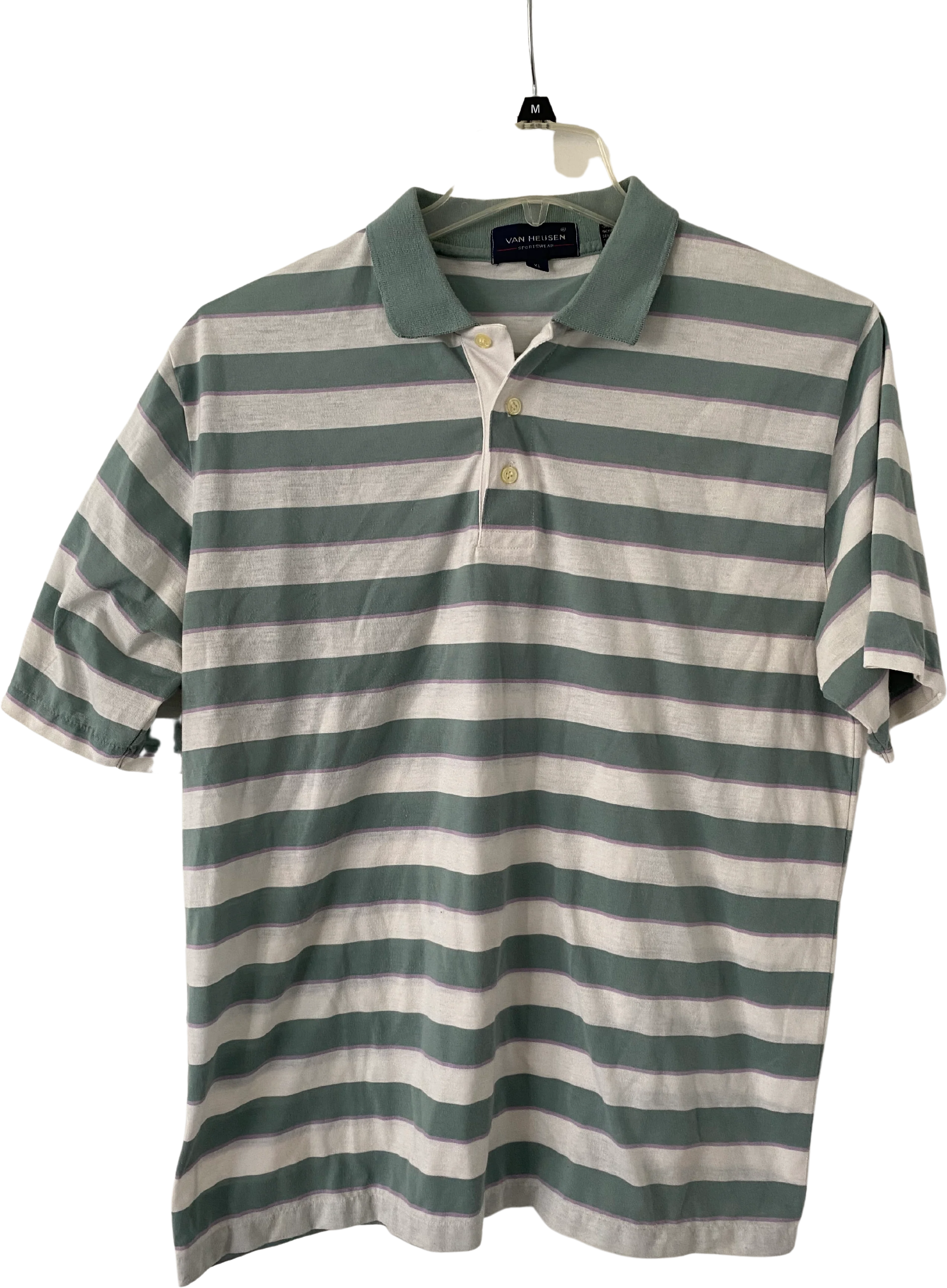 90s Mens Striped Polo Shirt By Van Heusen