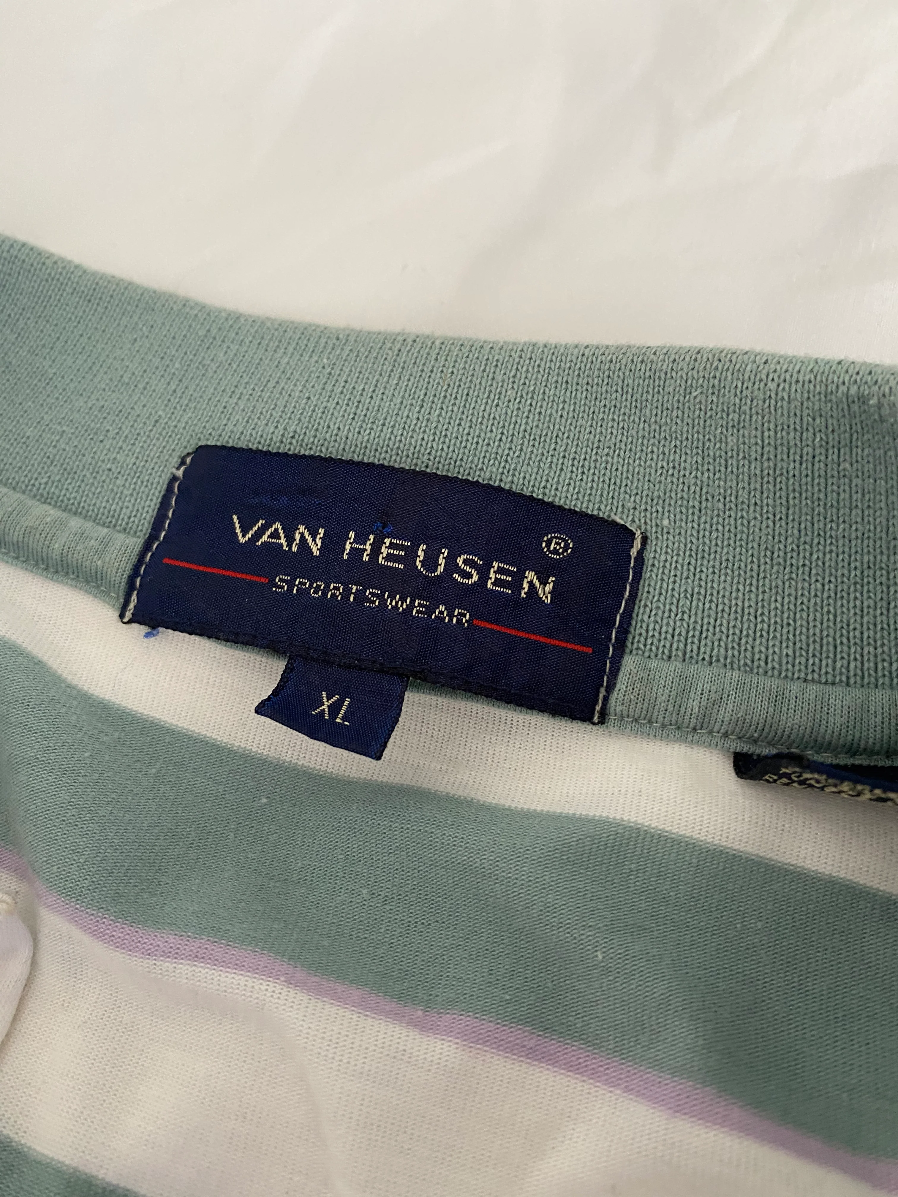 90s Mens Striped Polo Shirt By Van Heusen - Image 6
