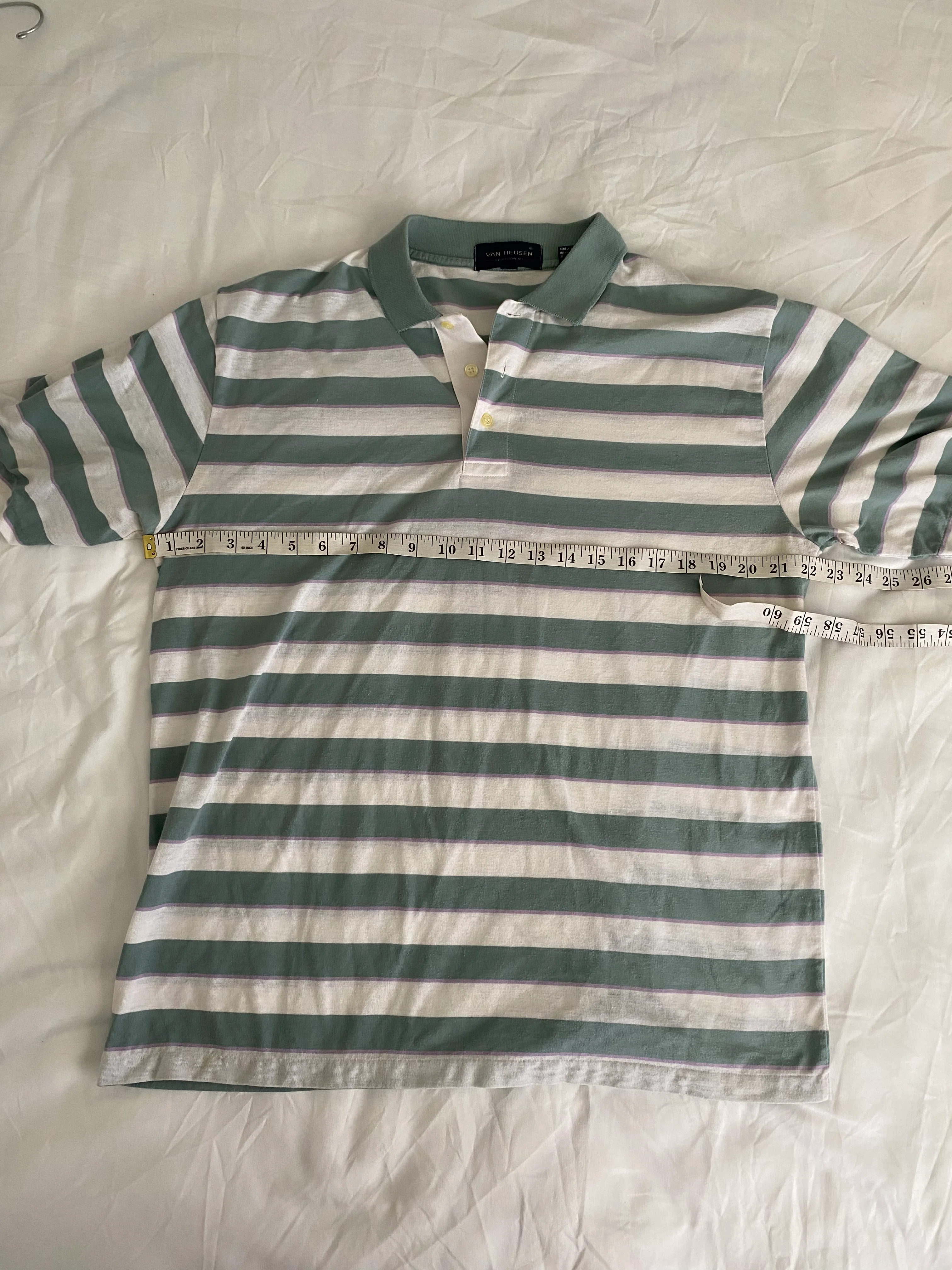 90s Mens Striped Polo Shirt By Van Heusen - Image 8