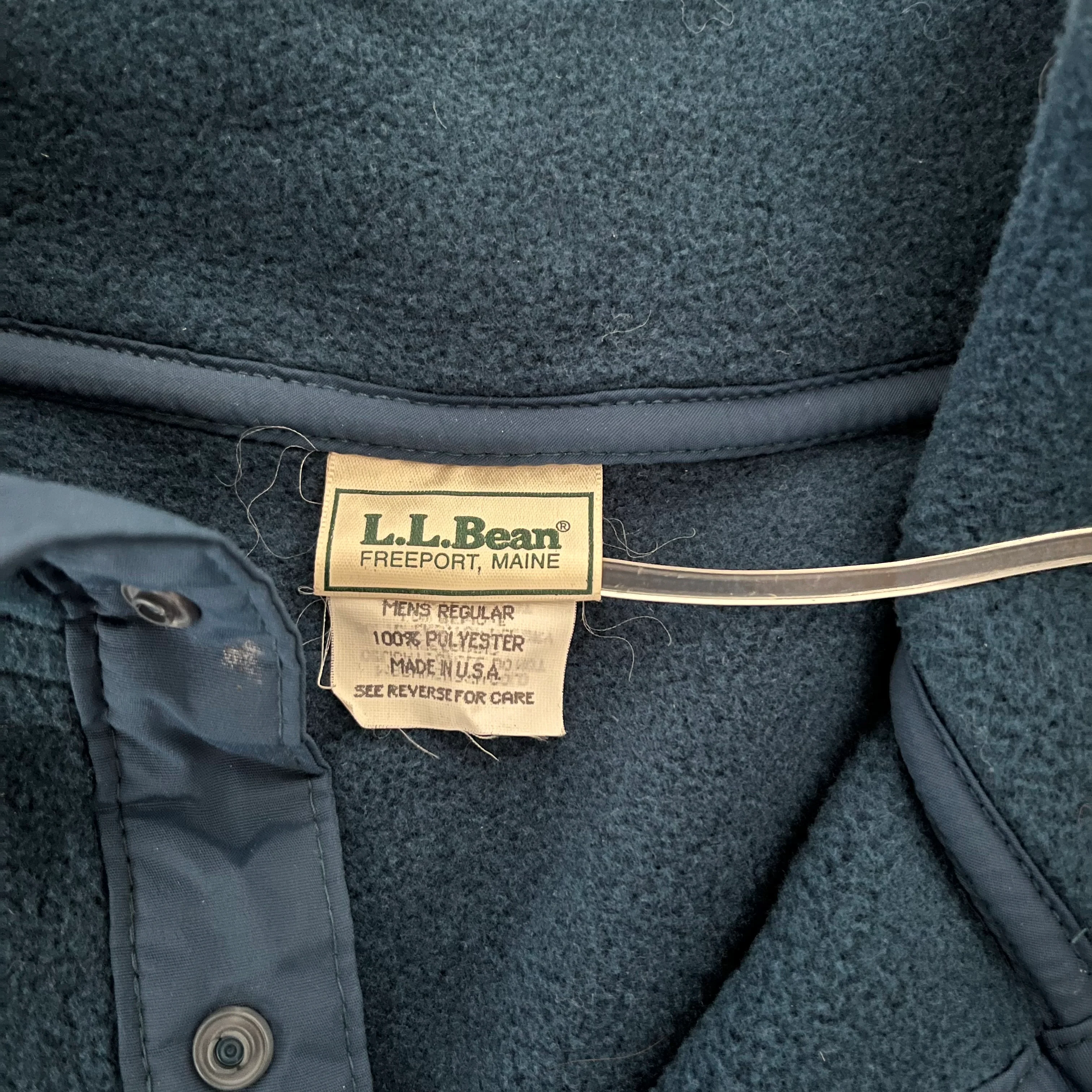 90s Mens Teal Fleece Pullover 1/3 Snap Neckline Usa By L.L. Bean - Image 3