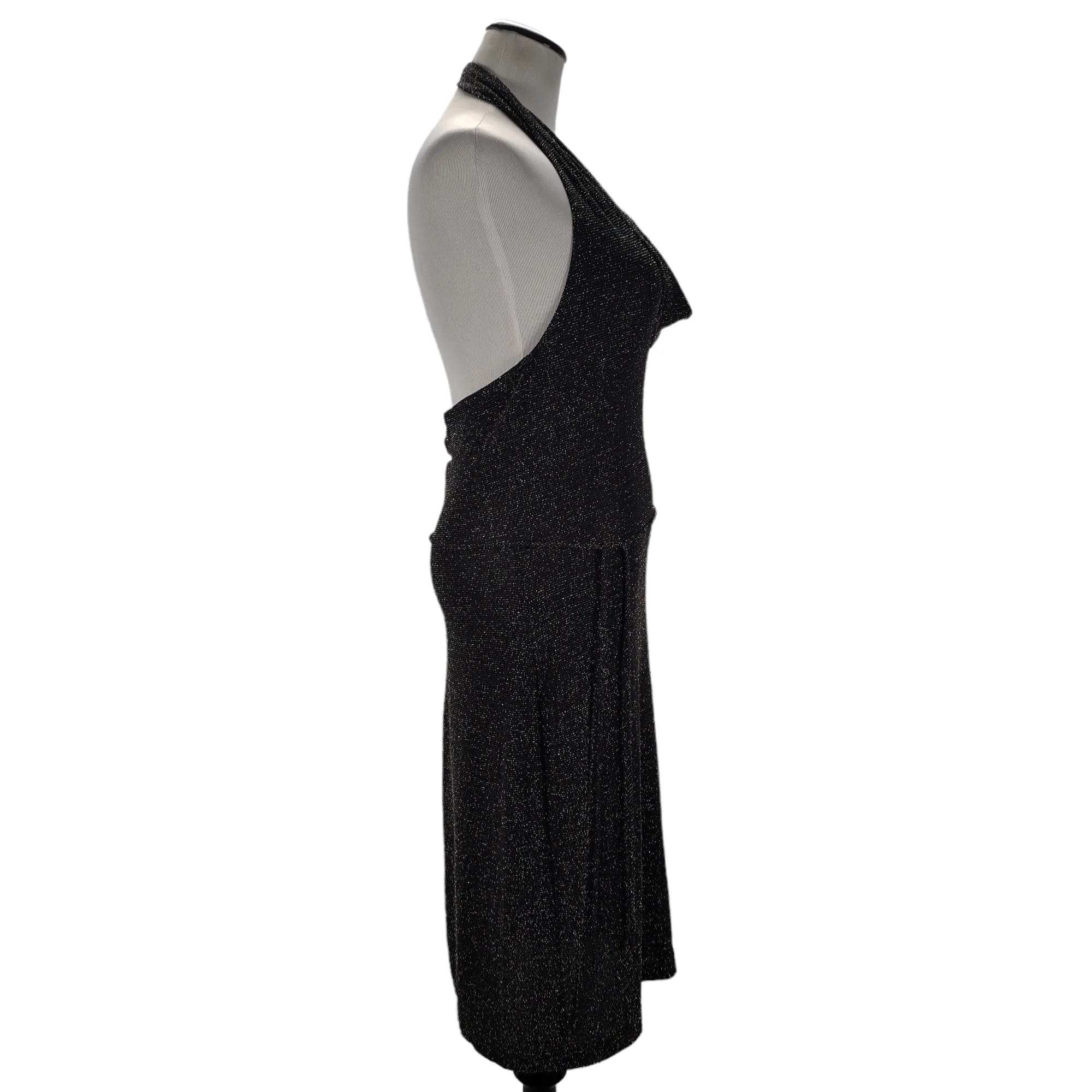 90s Metallic Disco Halter Bodycon Belted Party Dress By Rampage - Image 6