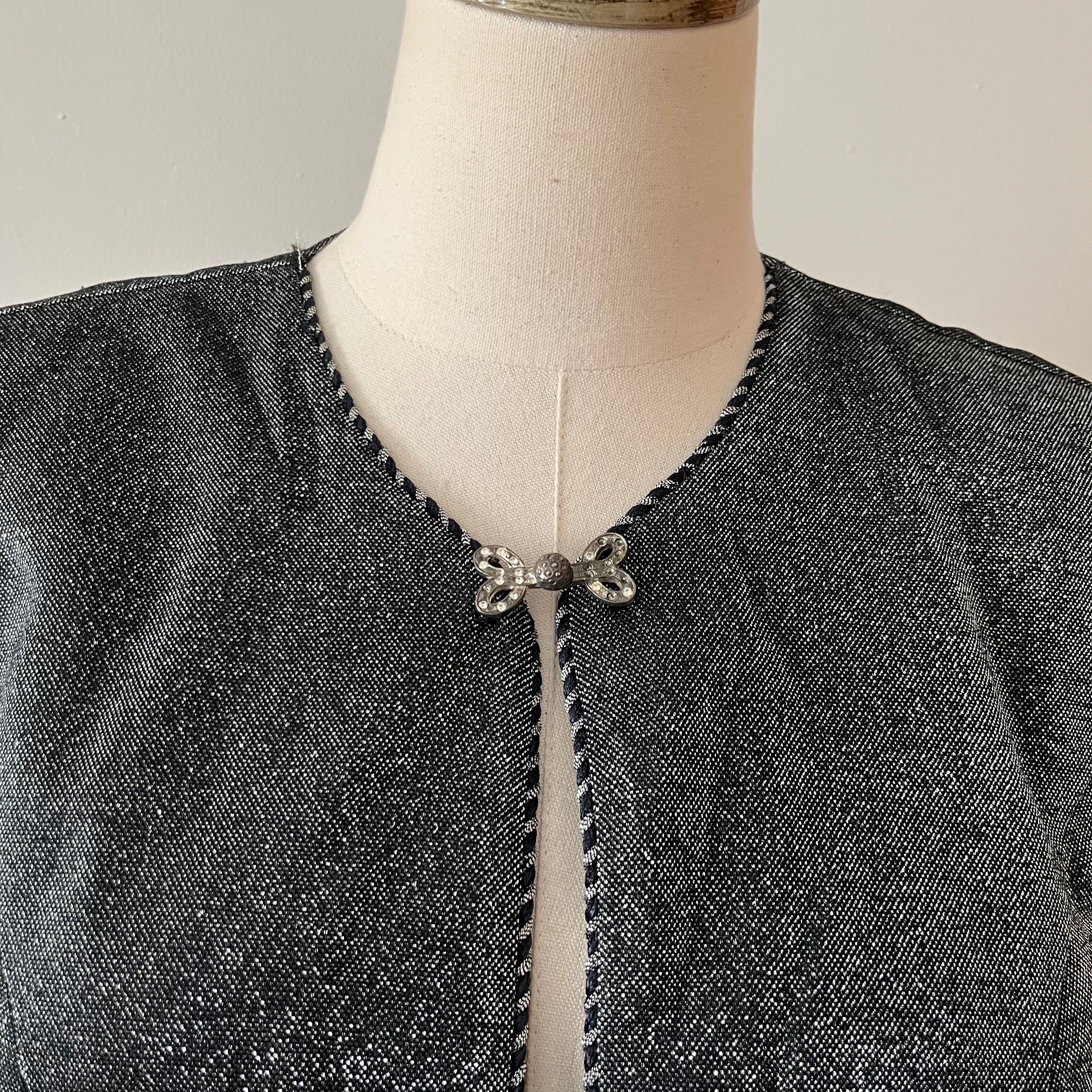 90s Metallic Gray Cropped Knit Bolero - Image 6