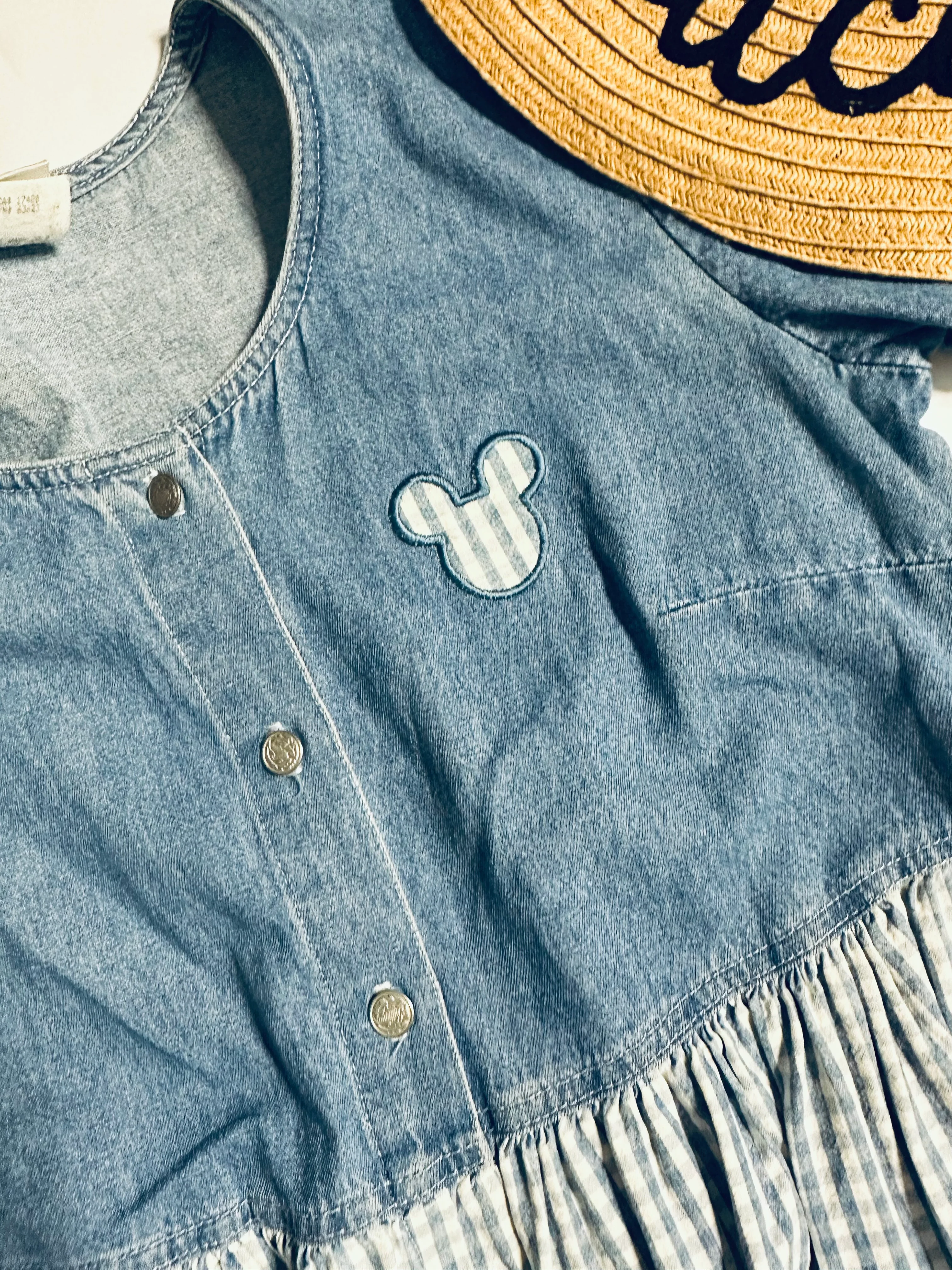 90s Mickey Mouse Gingham Button Down Denim Dress By Disney - Image 9