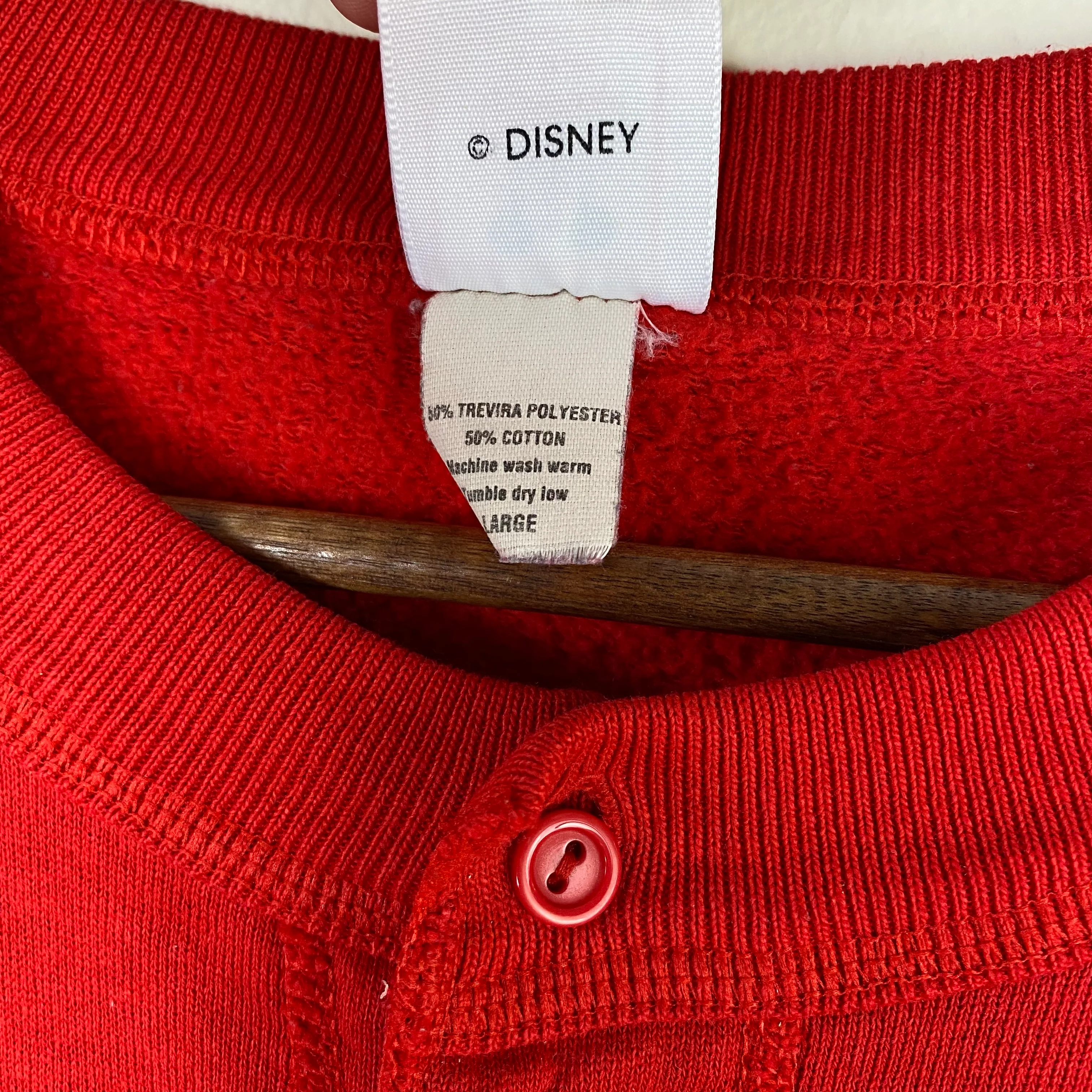 90s Mickey Mouse Logo 1/4 Button Red Henley Sweatshirt By Disney Wear - Image 8