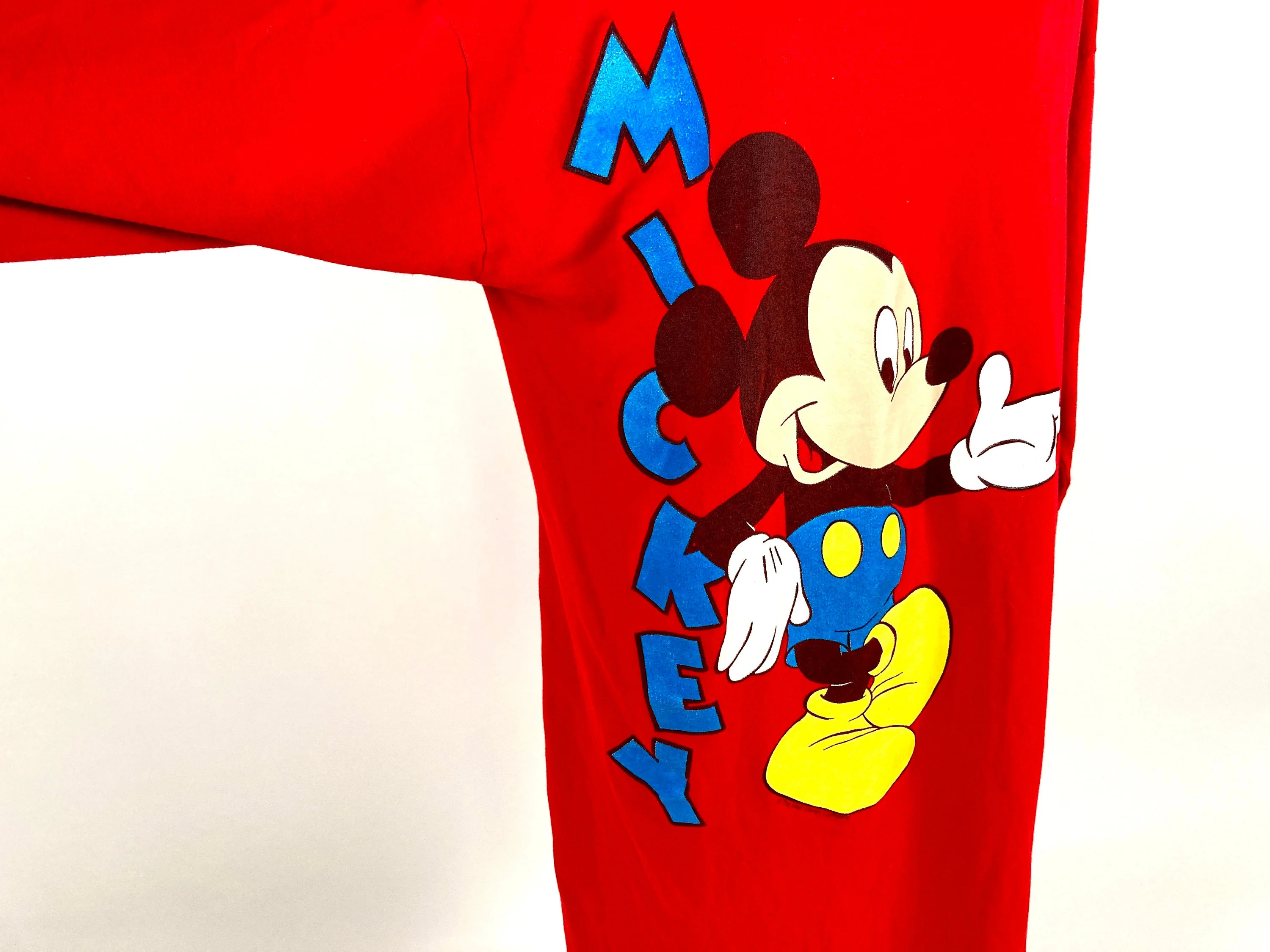 90s Mickey Mouse Sweatshirt Dress Night Shirt Sleep Nightgown Red Midi Retro Vintage Oversized Cozy Walt Disney Novelty Print by The Walt Disney Company - Image 4