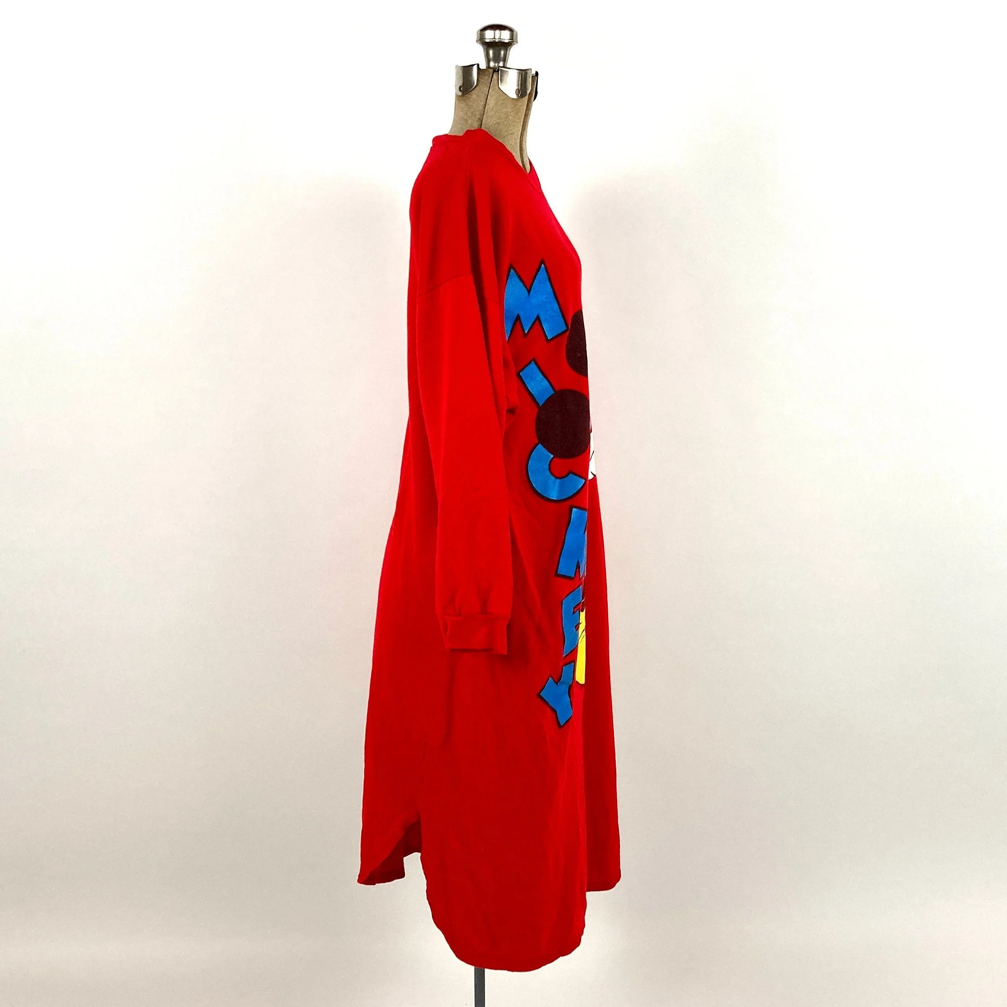 90s Mickey Mouse Sweatshirt Dress Night Shirt Sleep Nightgown Red Midi Retro Vintage Oversized Cozy Walt Disney Novelty Print by The Walt Disney Company - Image 7
