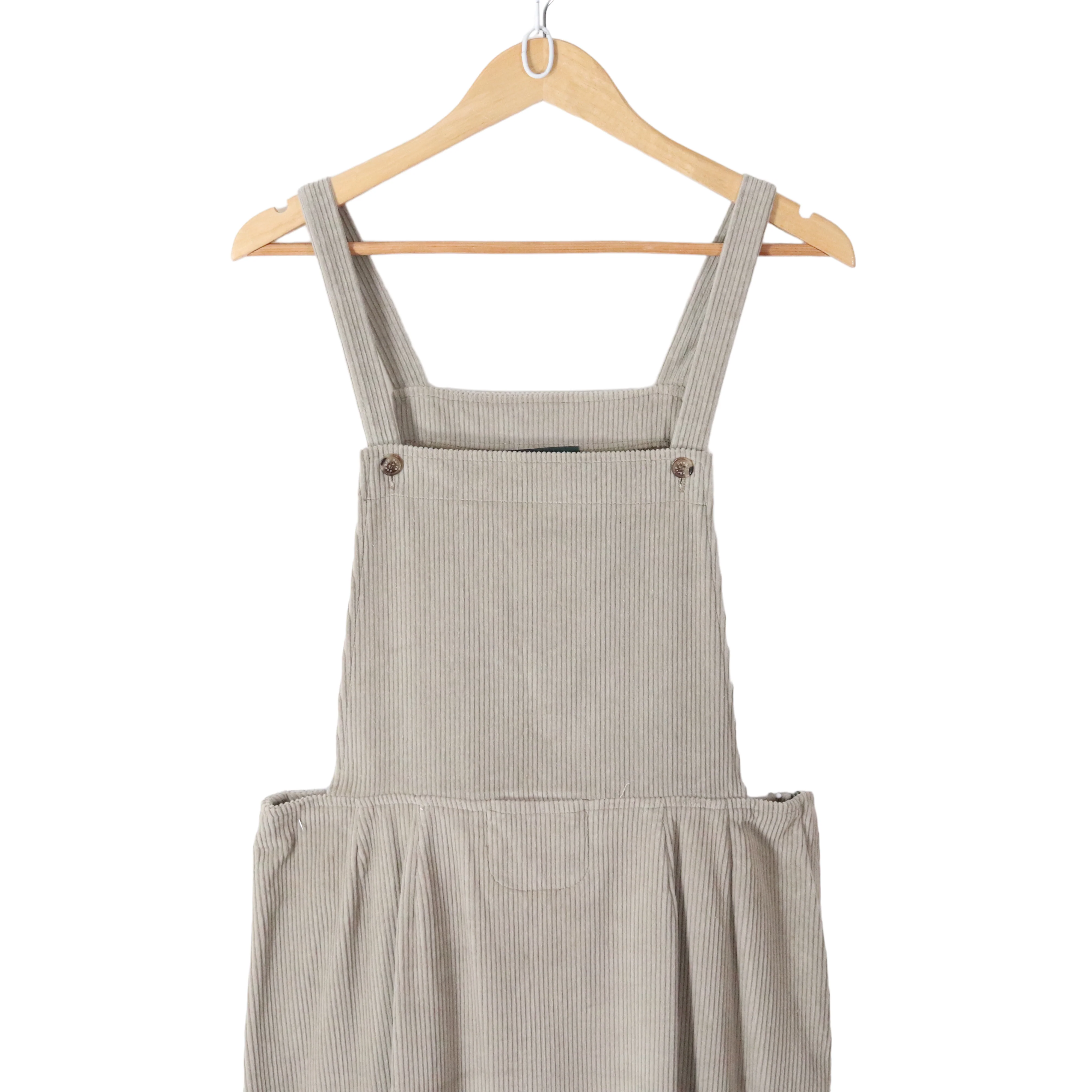 90s Minimal Beige Corduroy Overall Jumper Dress By Harvé Bernard - Image 8