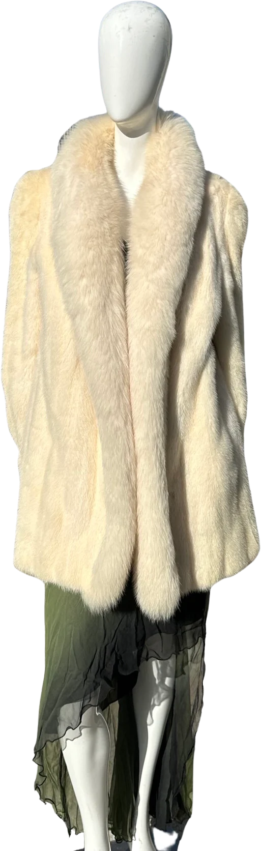 90s Mink And Fox Fur Coat Overcoat Rone Style Vintage By Chloe