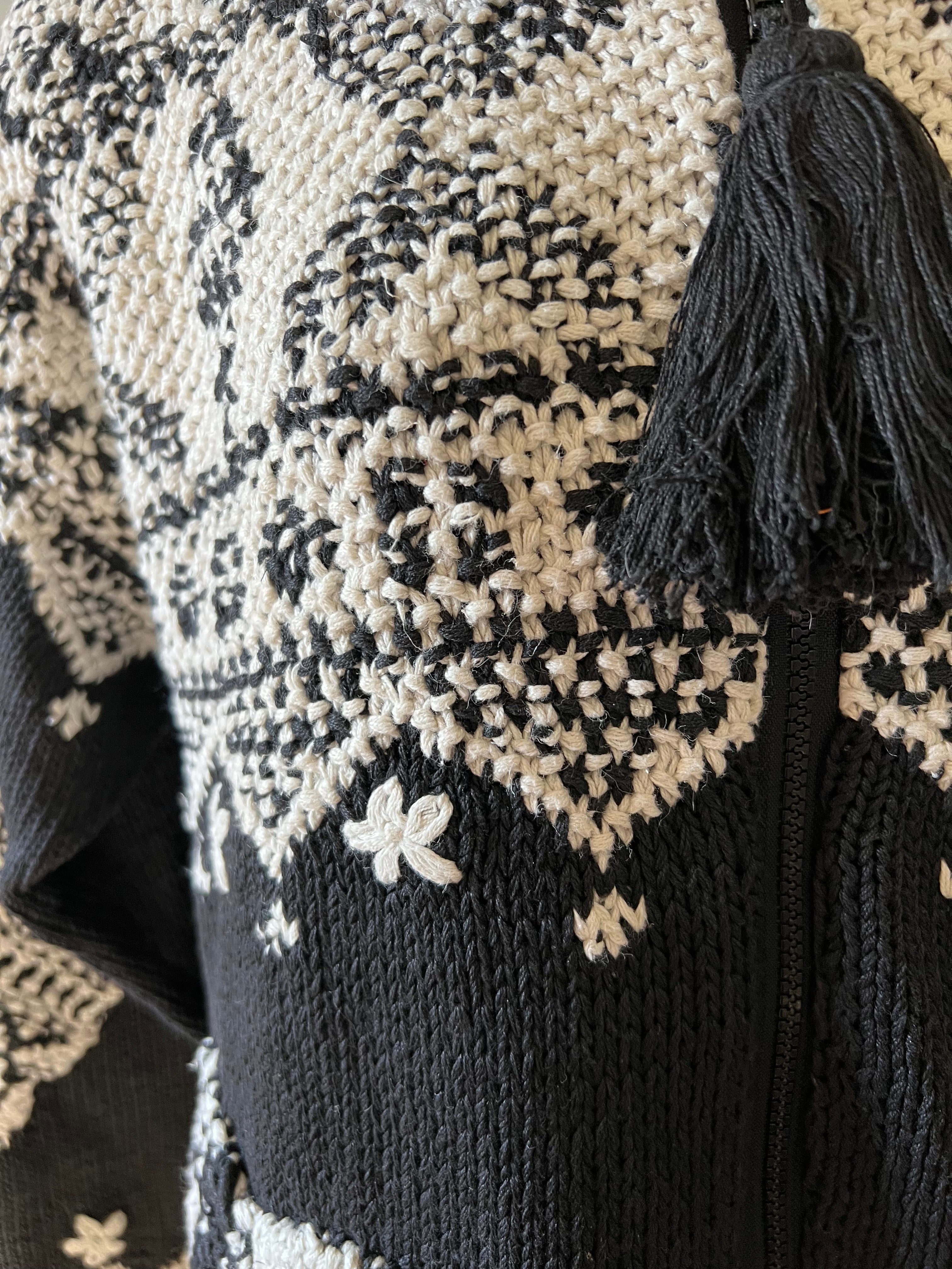 90s Mitten Pocket Handknit Sweater With Fake Fur Trim By Elana Carello - Image 3