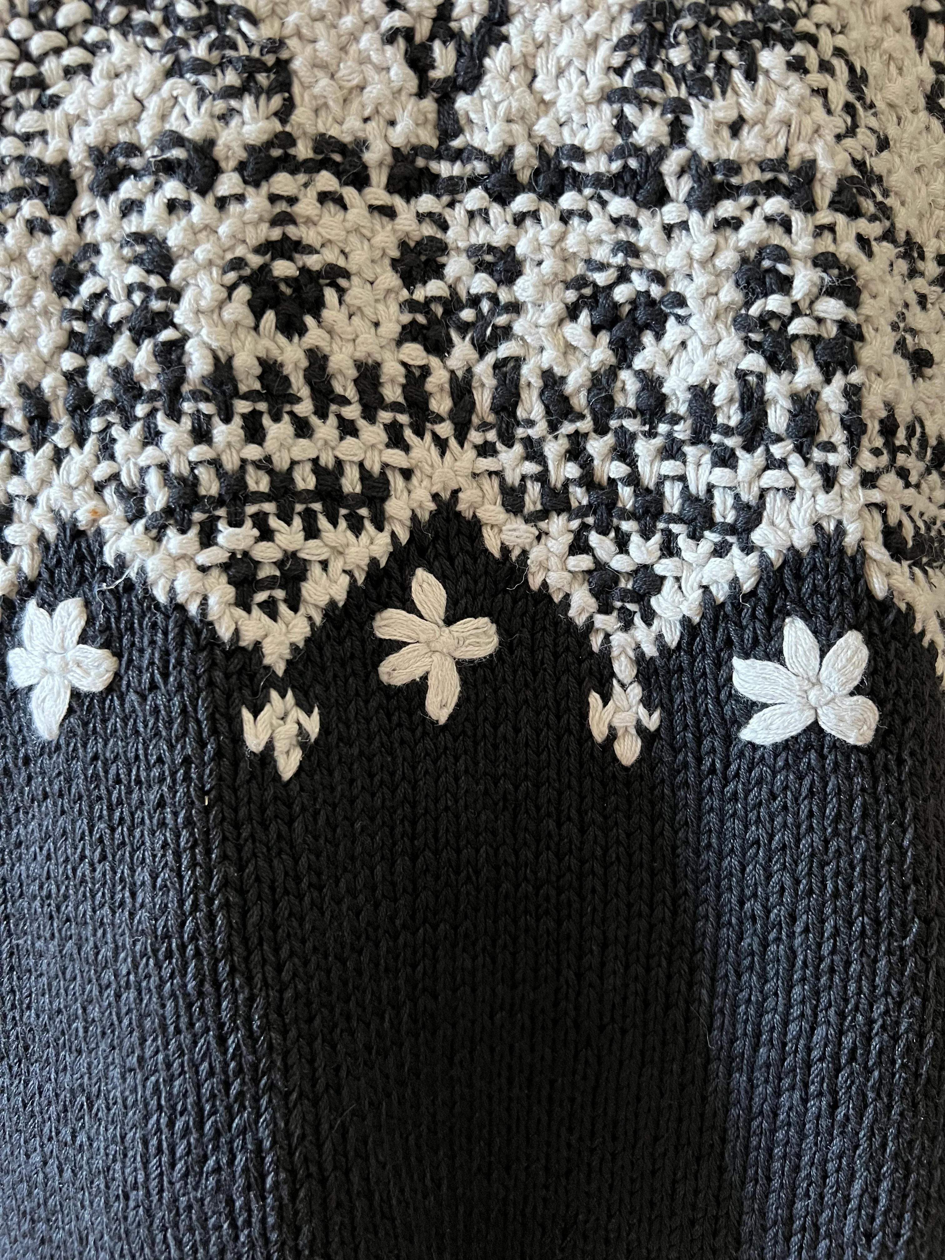 90s Mitten Pocket Handknit Sweater With Fake Fur Trim By Elana Carello - Image 5
