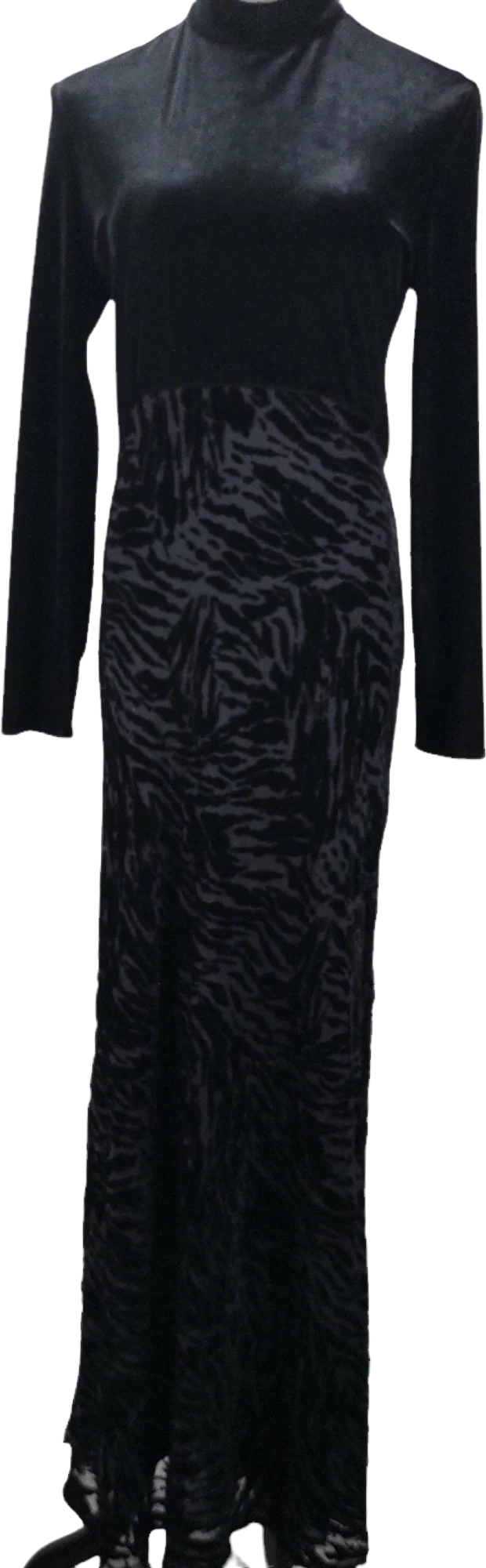 90s Modest Minimalist Formal Dress Burnout Velvet By Kelly Graham New York